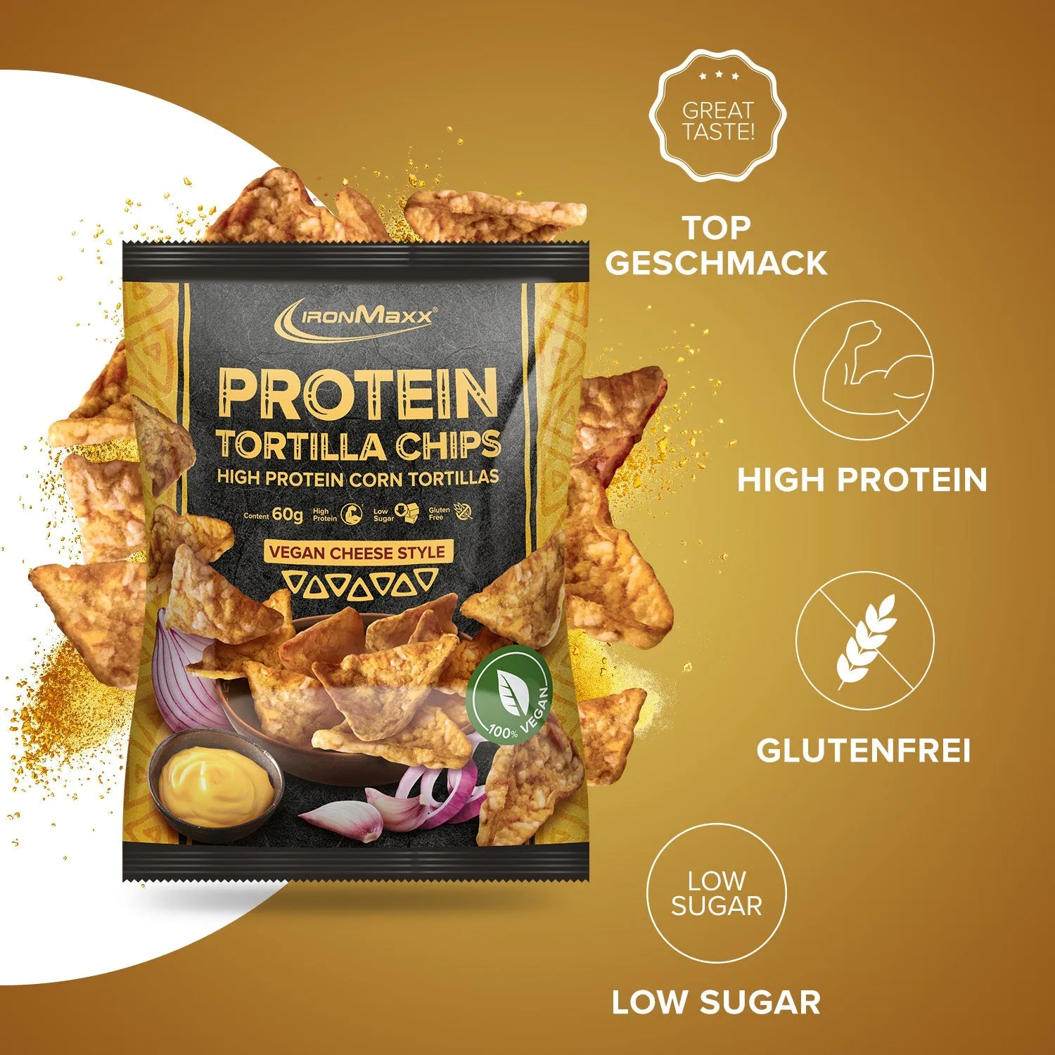 Iron Maxx Protein Tortilla Chips 1.0 60g Vegan Cheese Style