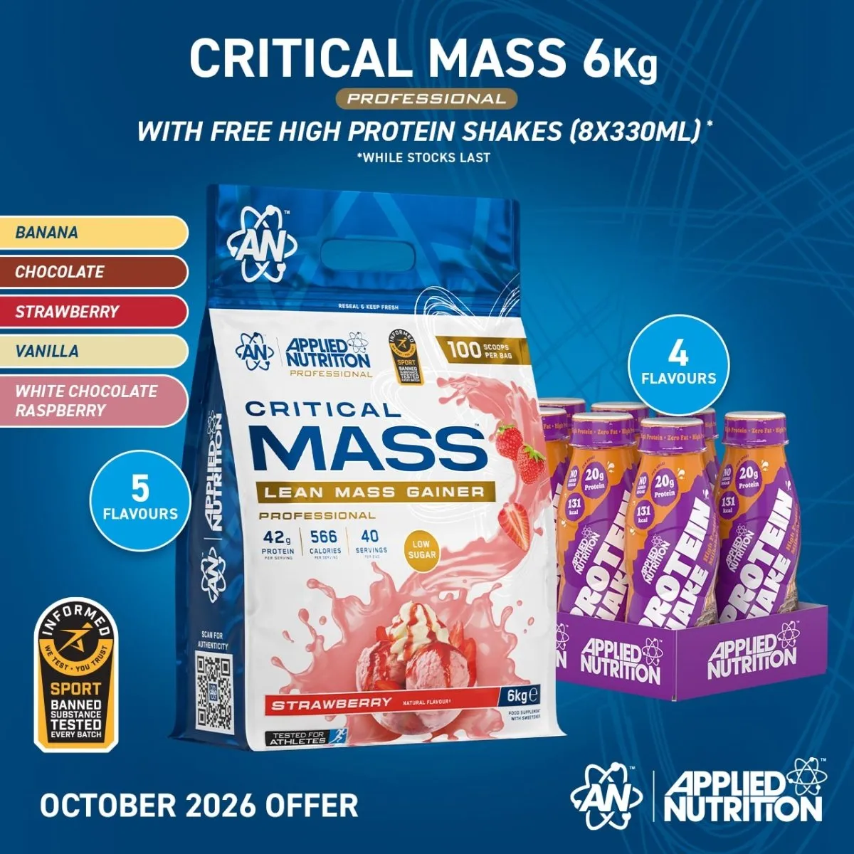 Applied Nutrition Critical Mass Professional Gainer Schokolade 2,4 kg mit Kreatin