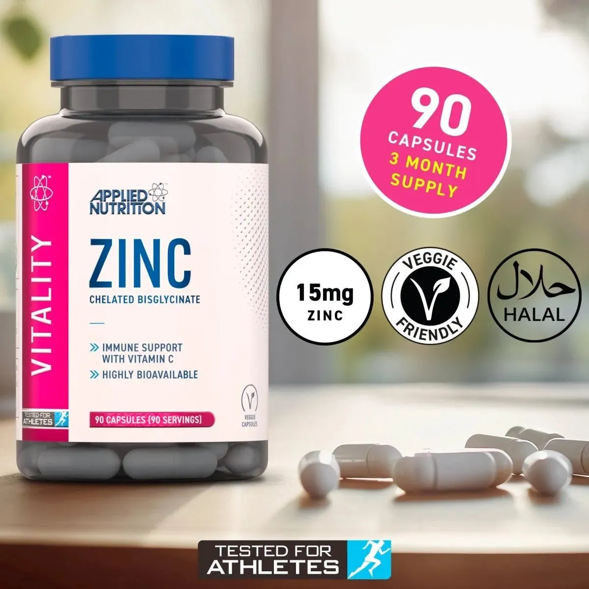 Applied Nutrition Vitality Zink Kapseln 90 Kapseln mit Vitamin C