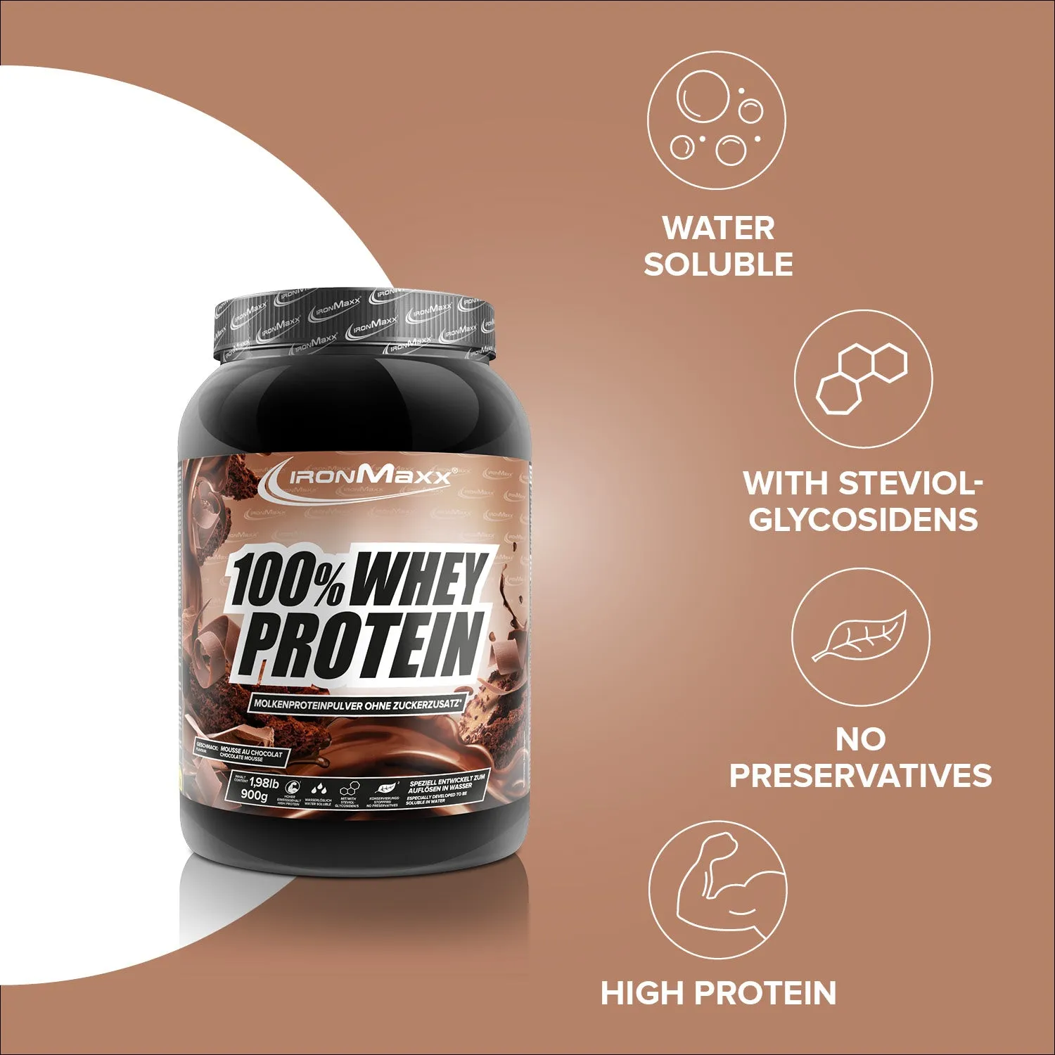 Iron Maxx 100% Whey Protein Pulver 900g Mousse au Chocolate