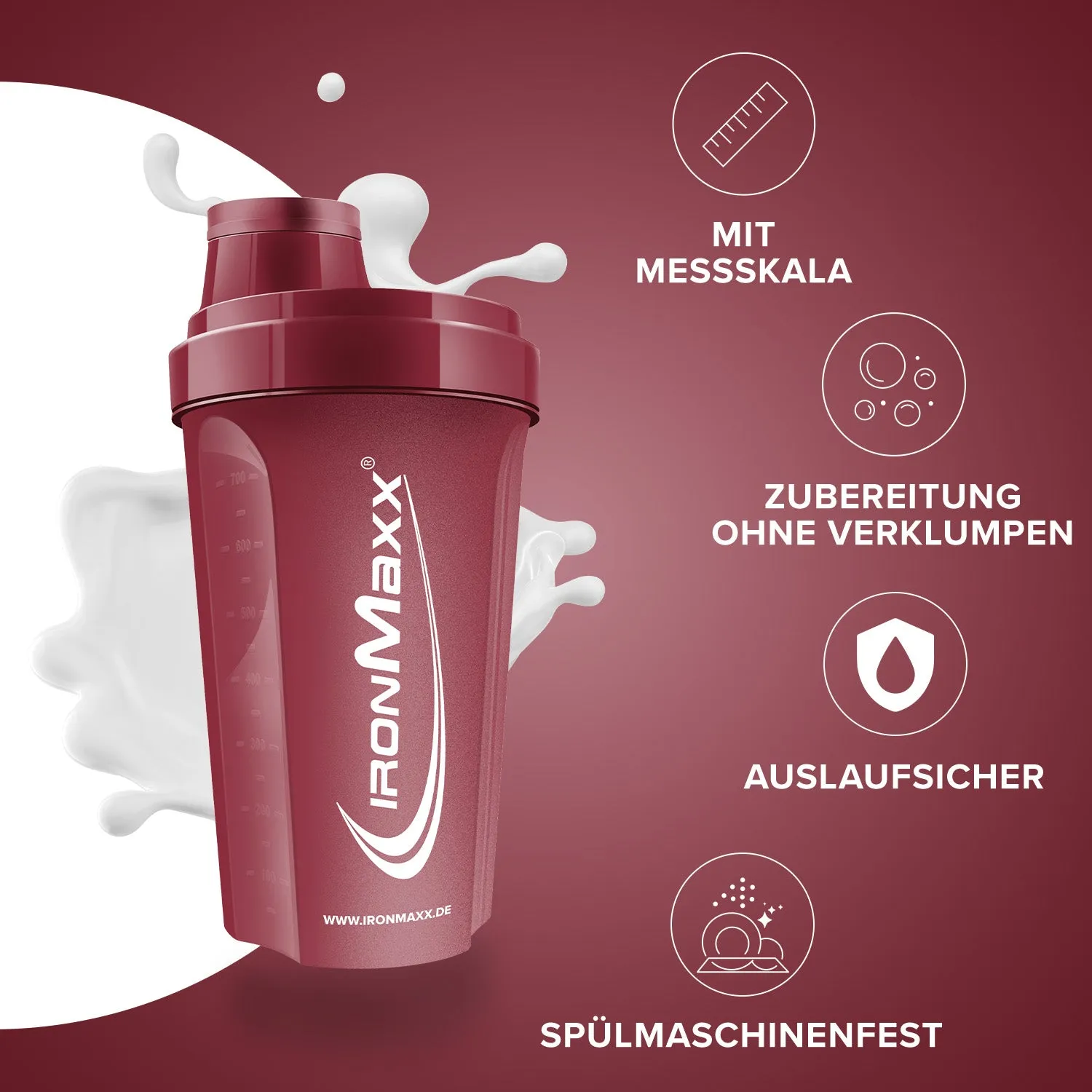 Iron Maxx Shaker 700ml Proteinshaker Cozy Red BPA-frei