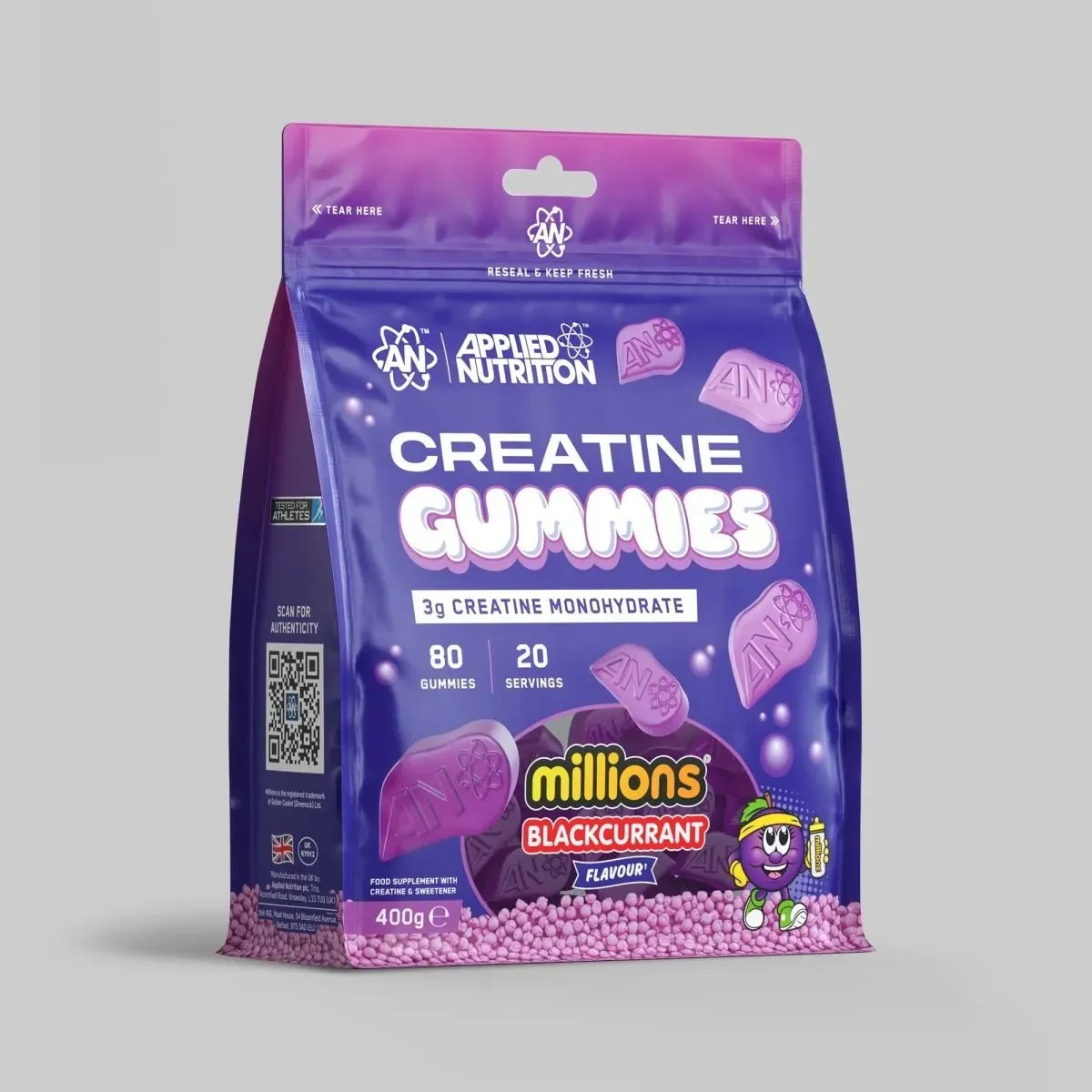 Applied Nutrition Kreatin-Monohydrat-Gummibärchen Blaue Himbeere 20 Portionen