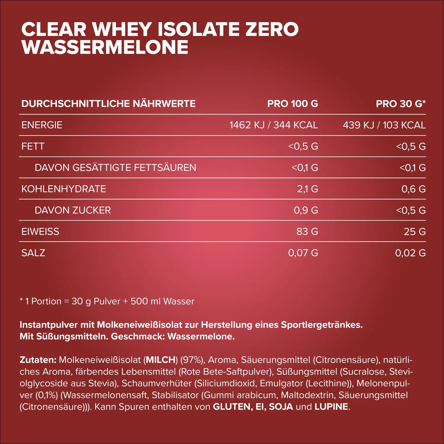 Iron Maxx Clear Whey Isolate ZERO Protein 400g Watermelon