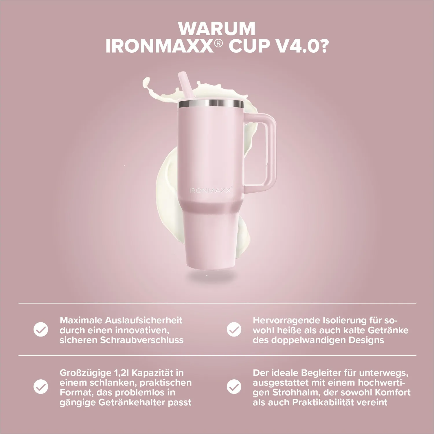 Iron Maxx Cup V4.0 Thermobecher Rose 1200ml doppelwandig