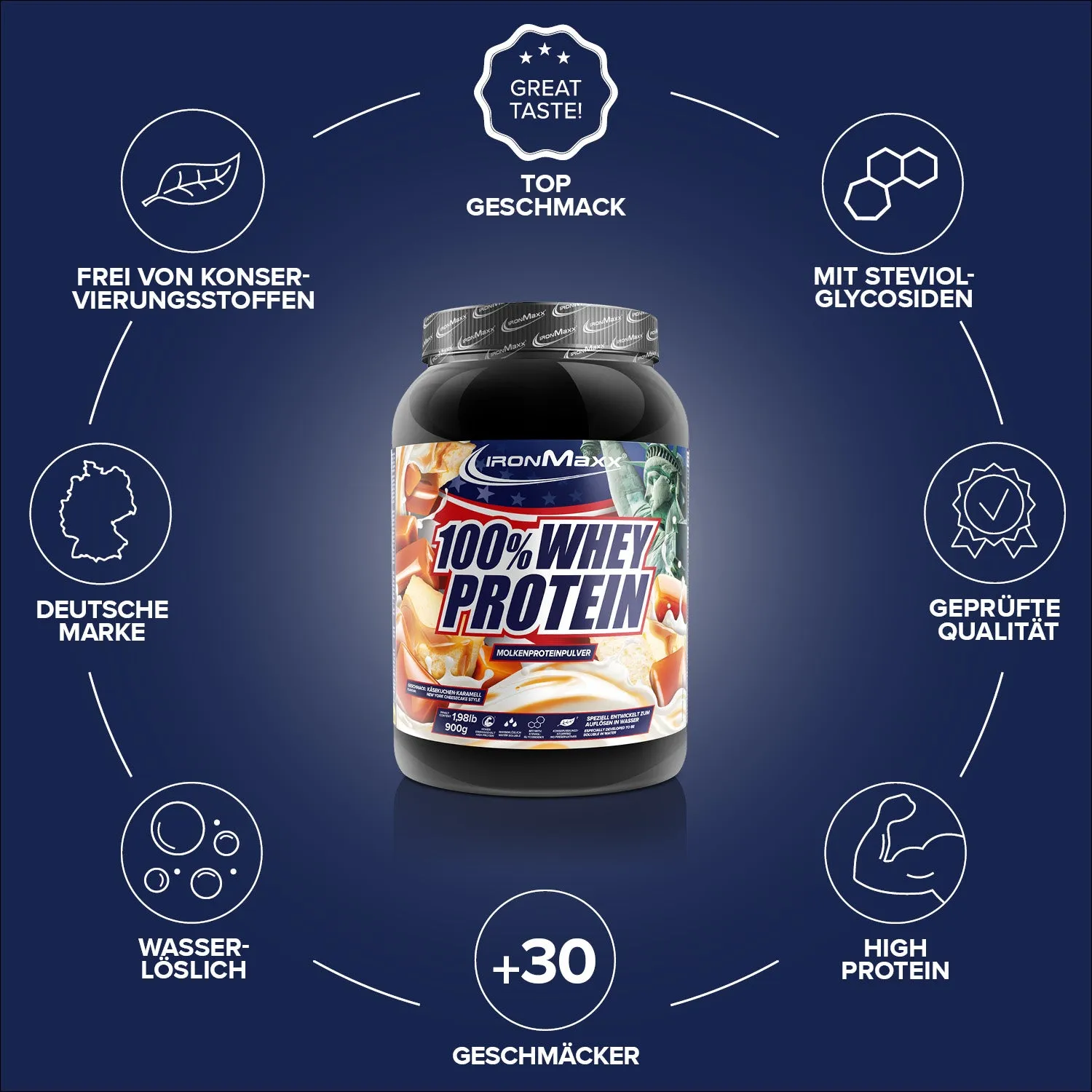 Iron Maxx 100% Whey Protein Cheesecake Pulver 900g zuckerfrei