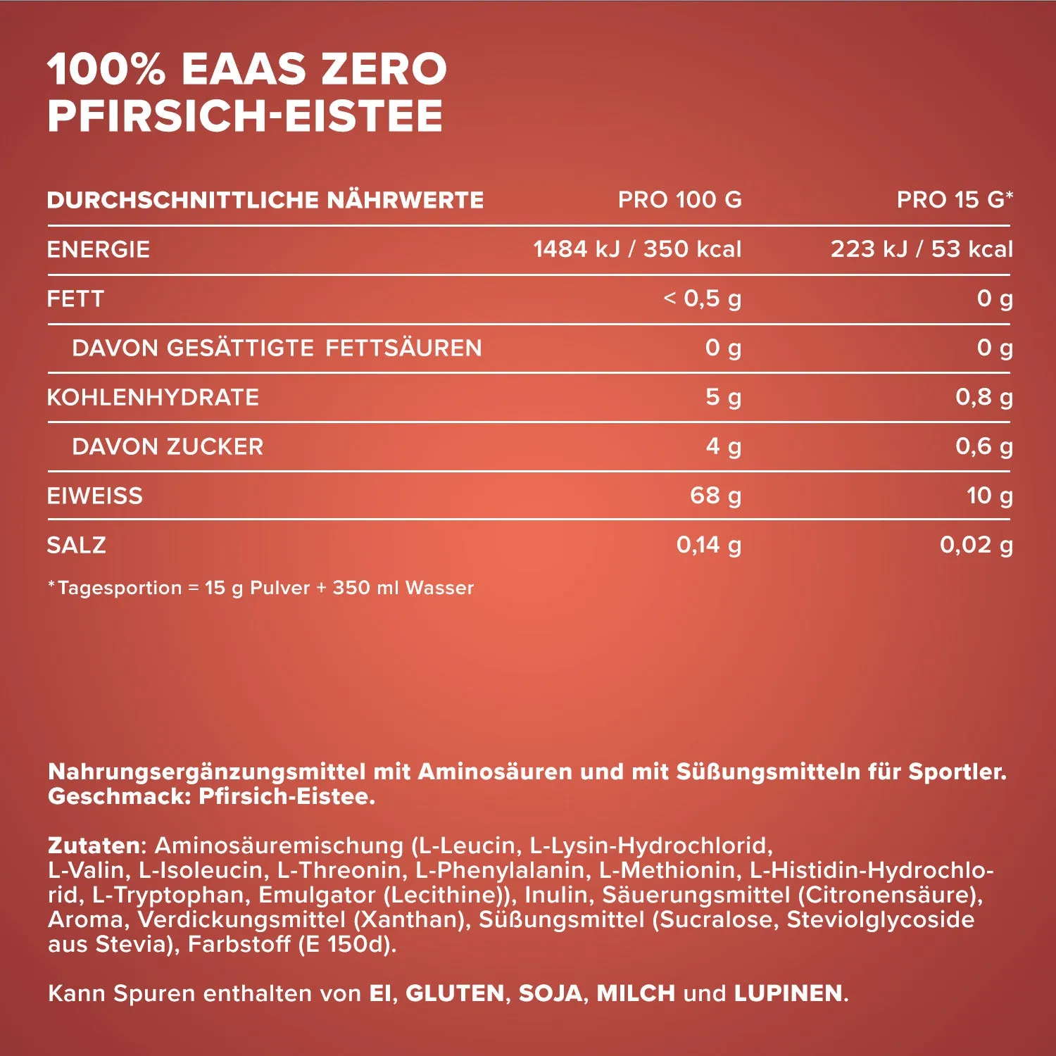 Iron Maxx 100% EAAs Zero 15 g Aminosäuren Peach Ice Tea Zuckerfrei
