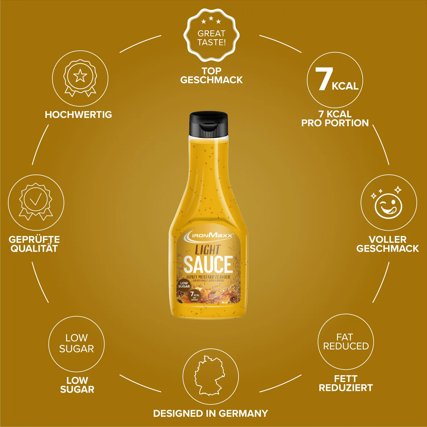 IronMaxx Light Sauce 285 ml Honey Mustard kalorienbewusst