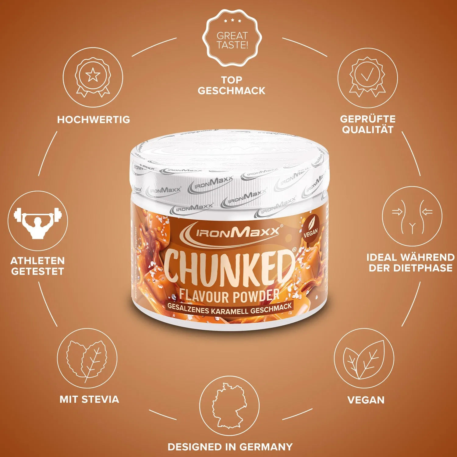 Iron Maxx Chunked Geschmackspulver Salted Caramel 150g vegan