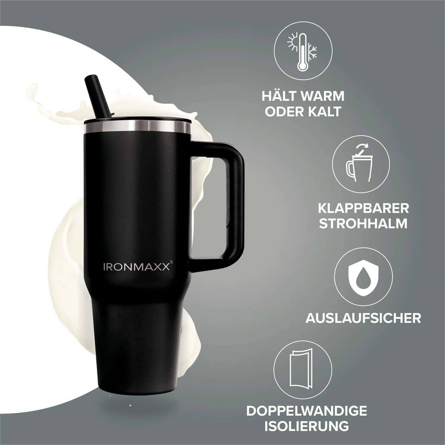 Iron Maxx Cup V4.0 Trinkbecher Deep Black 1200ml isoliert