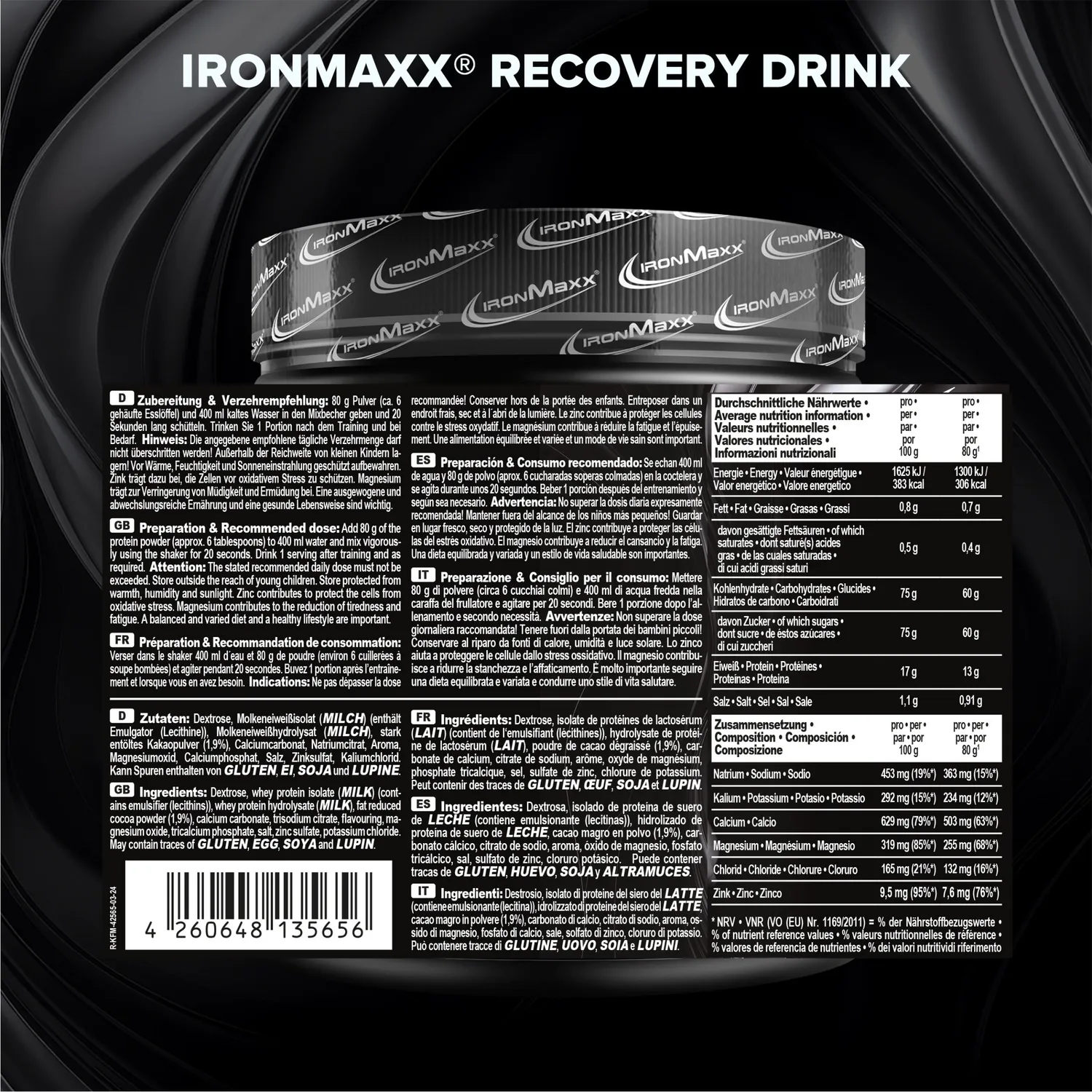 Iron Maxx Recovery Drink Pulver by Marin Cilic 500g Chocolate Whey