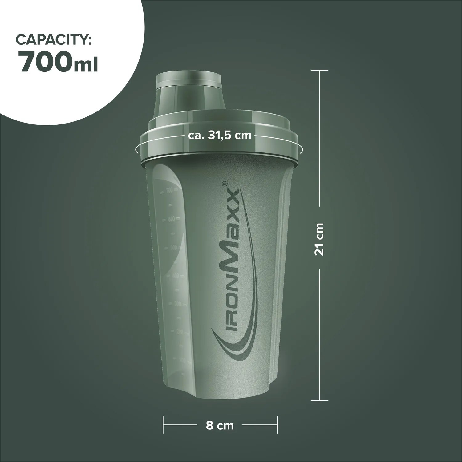 Iron Maxx Shaker 700 ml Mineral Green mit Sieb