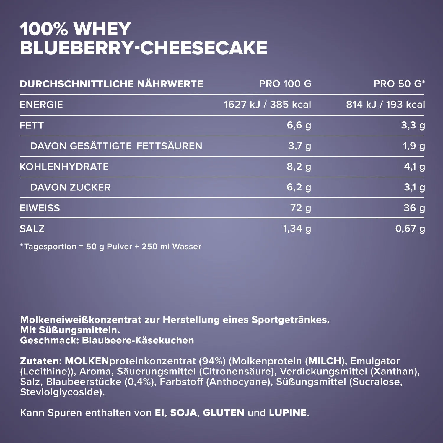 Iron Maxx 100% Whey Protein 500 g Blueberry Cheesecake Eiweiß