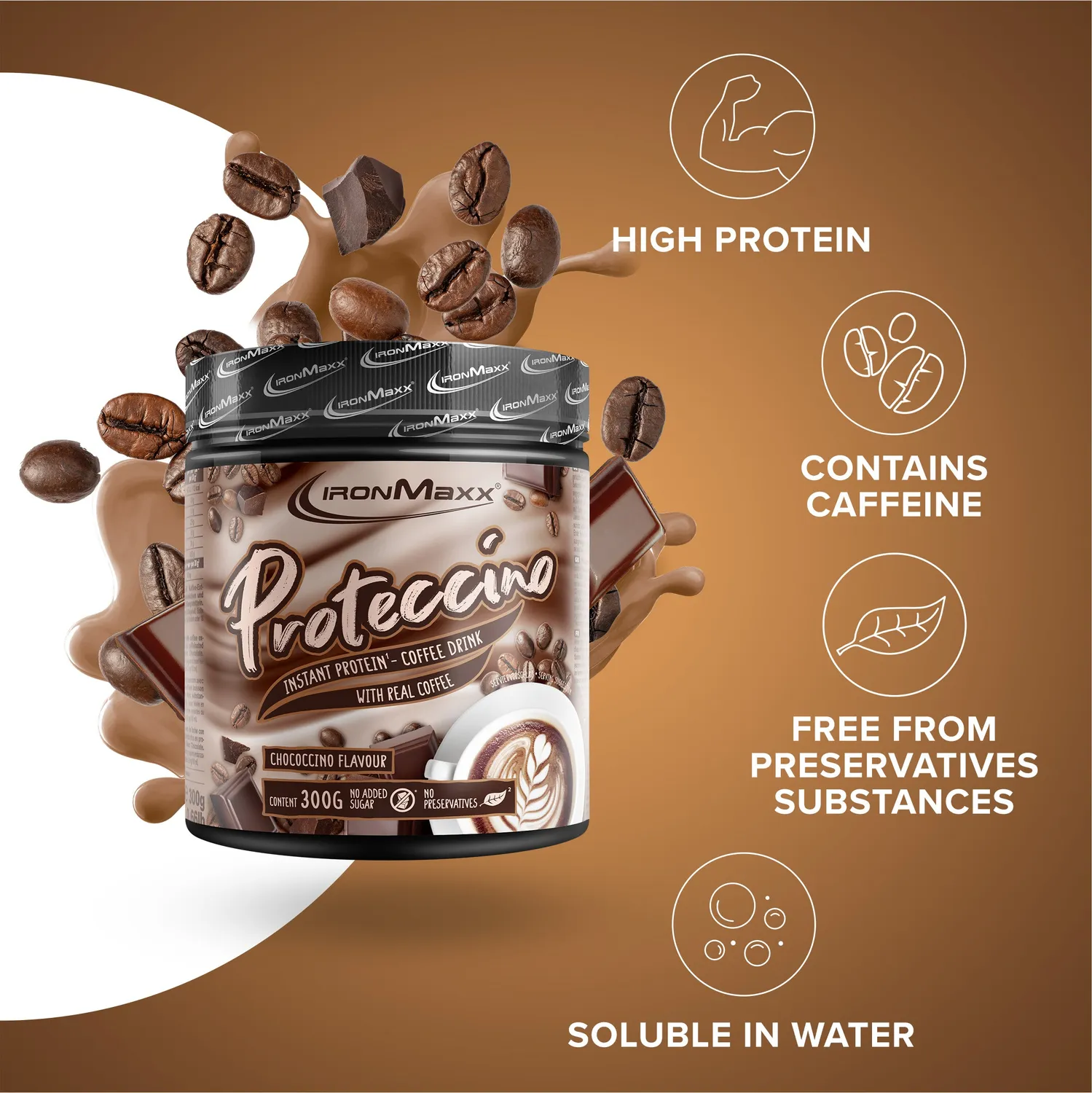 Iron Maxx Proteccino Protein Kaffee 300g Chococcino Koffein