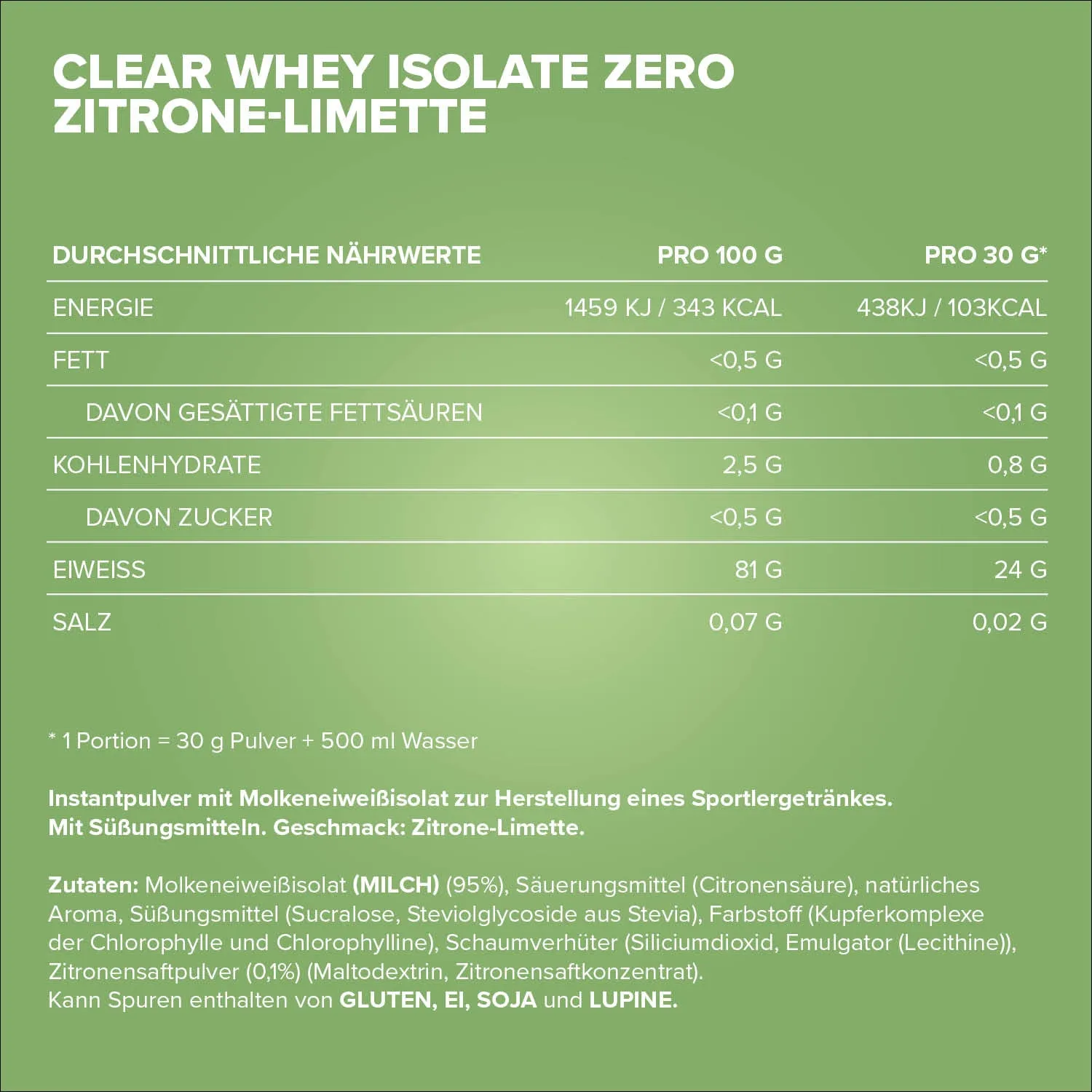 Iron Maxx Clear Whey Isolate ZERO Clear Whey 400g Lemon Lime