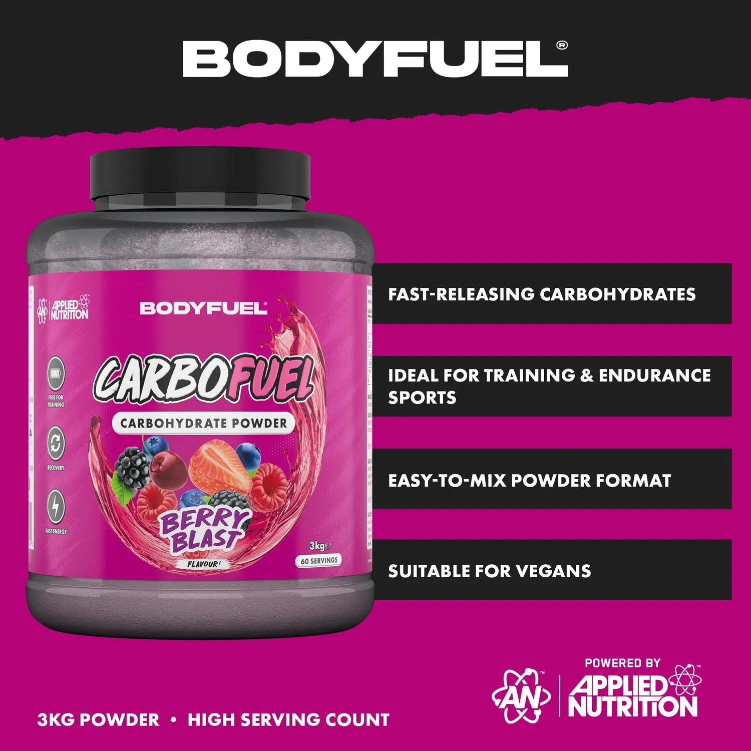 Applied Nutrition BodyFuel CarboFuel Pulver Unflavoured 3kg schnell
