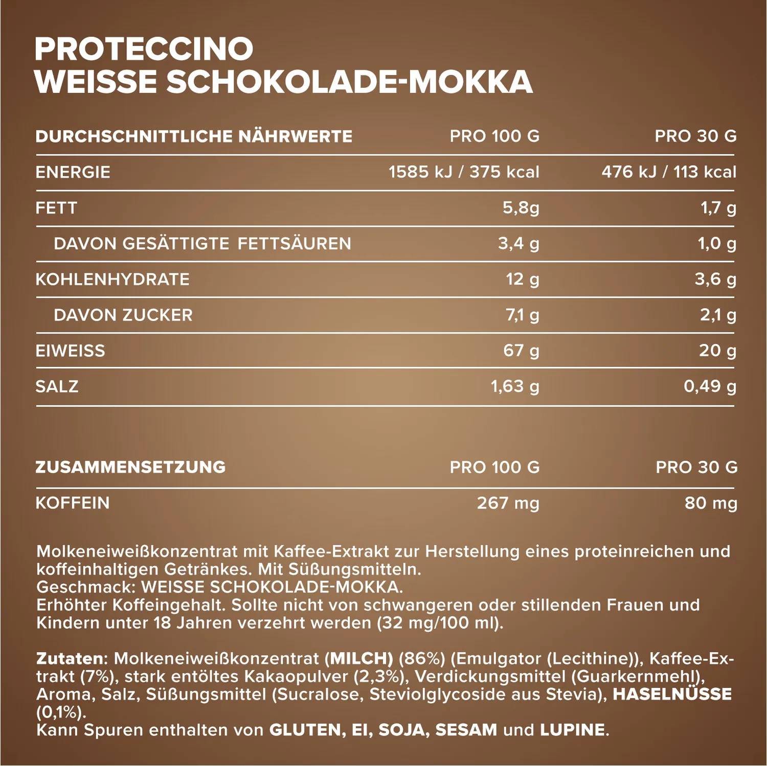 Iron Maxx Proteccino Protein-Kaffee 500g White Chocolate Mocha koffeinhaltig