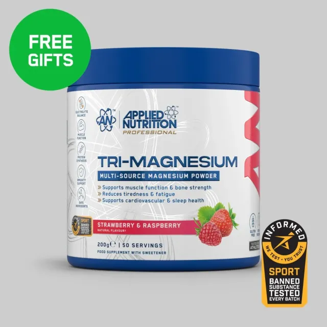 Applied Nutrition Tri-Magnesium-Pulver Erdbeere Himbeere 200 g 300 mg