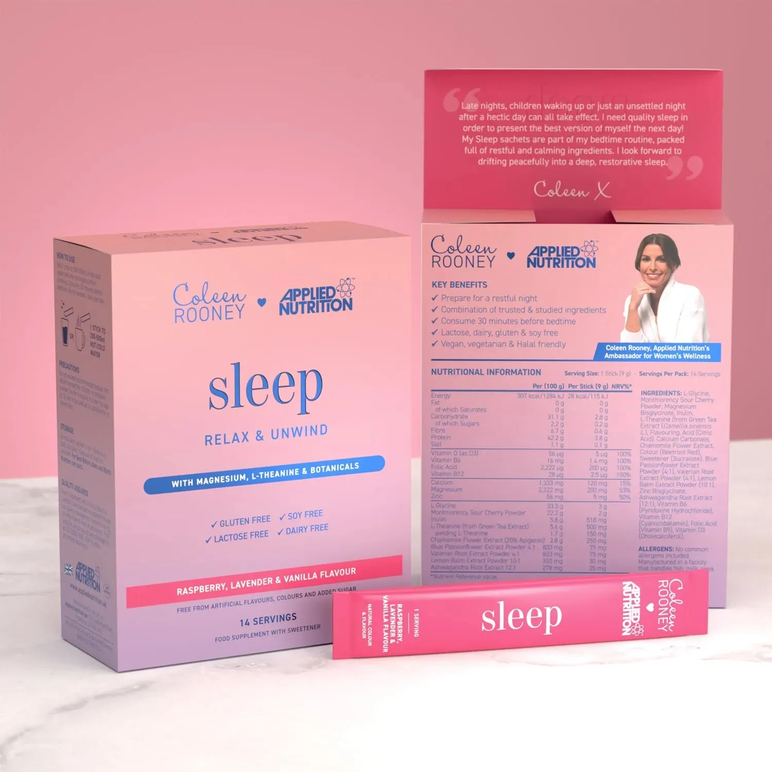 Applied Nutrition Coleen's Schlafpulver Himbeere 14 Sticks mit Magnesium
