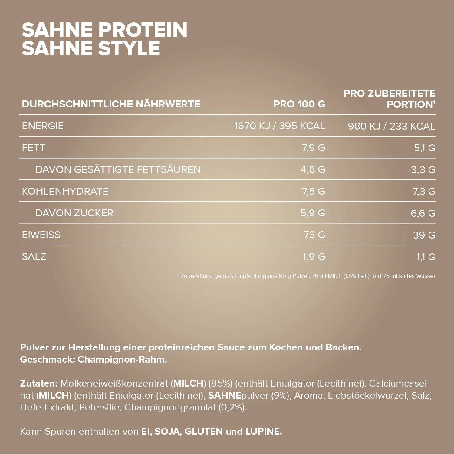 Iron Maxx Sahne Protein Pulver Champignon Rahm 500g 76% Protein