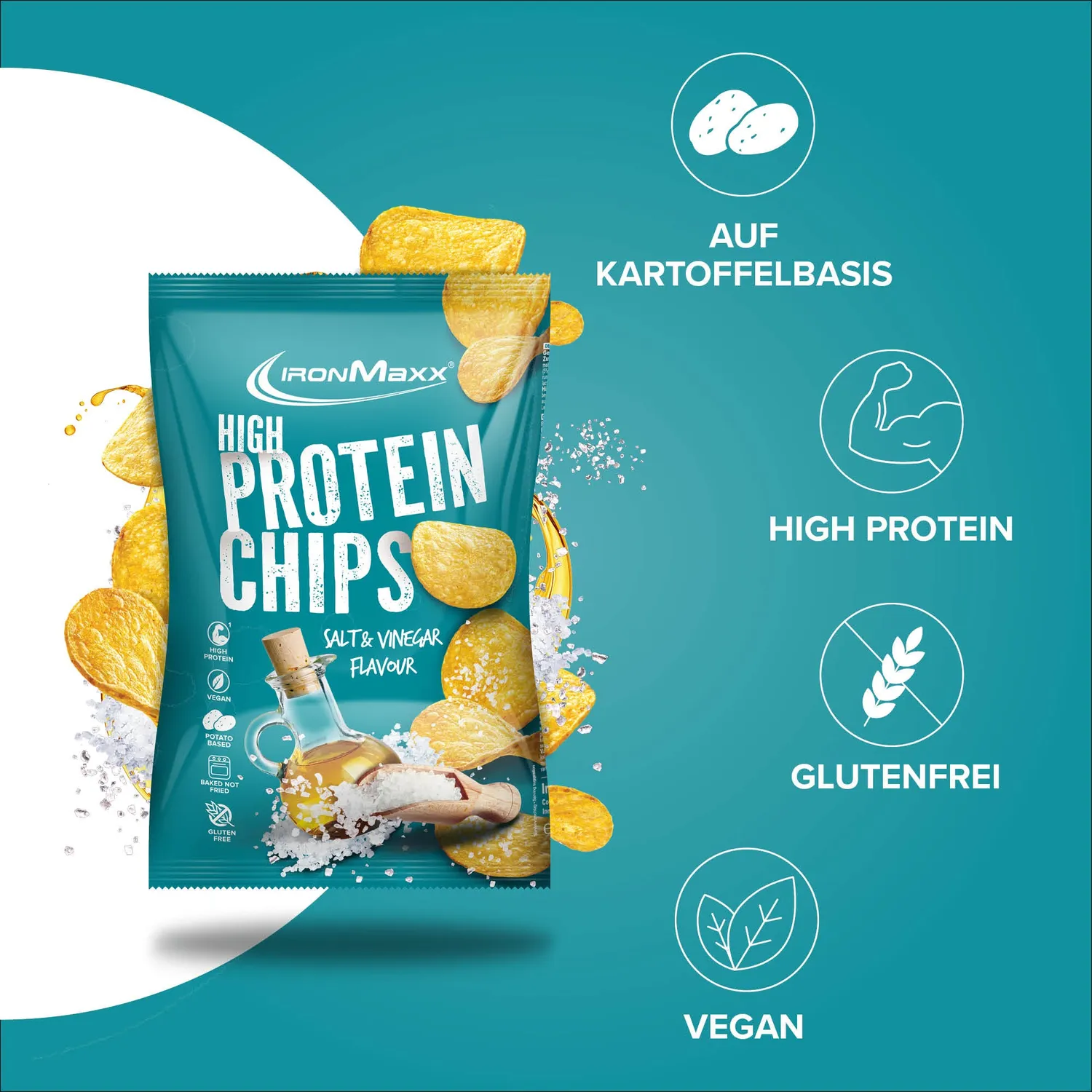 Iron Maxx High Protein Potato Chips 60g Salt & Vinegar vegan