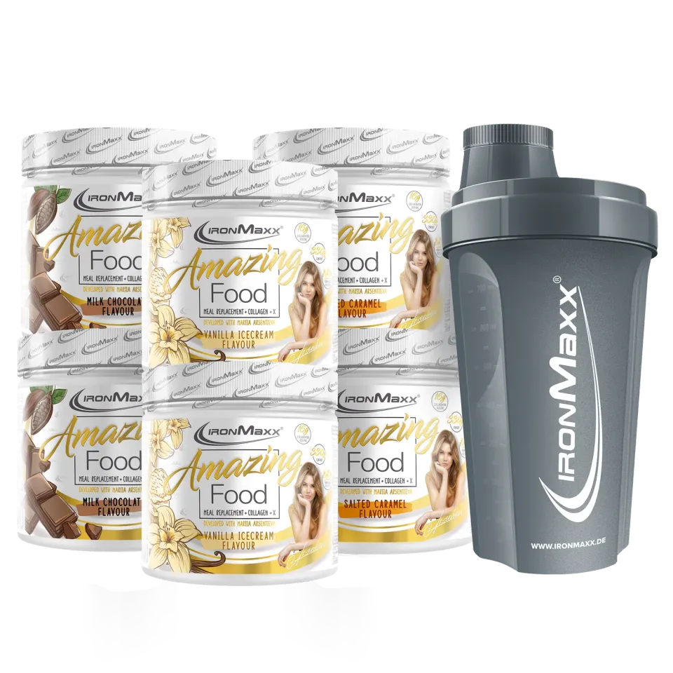 Iron Maxx Amazing Food 6er Bundle mit Shaker Proteinmahlzeiten