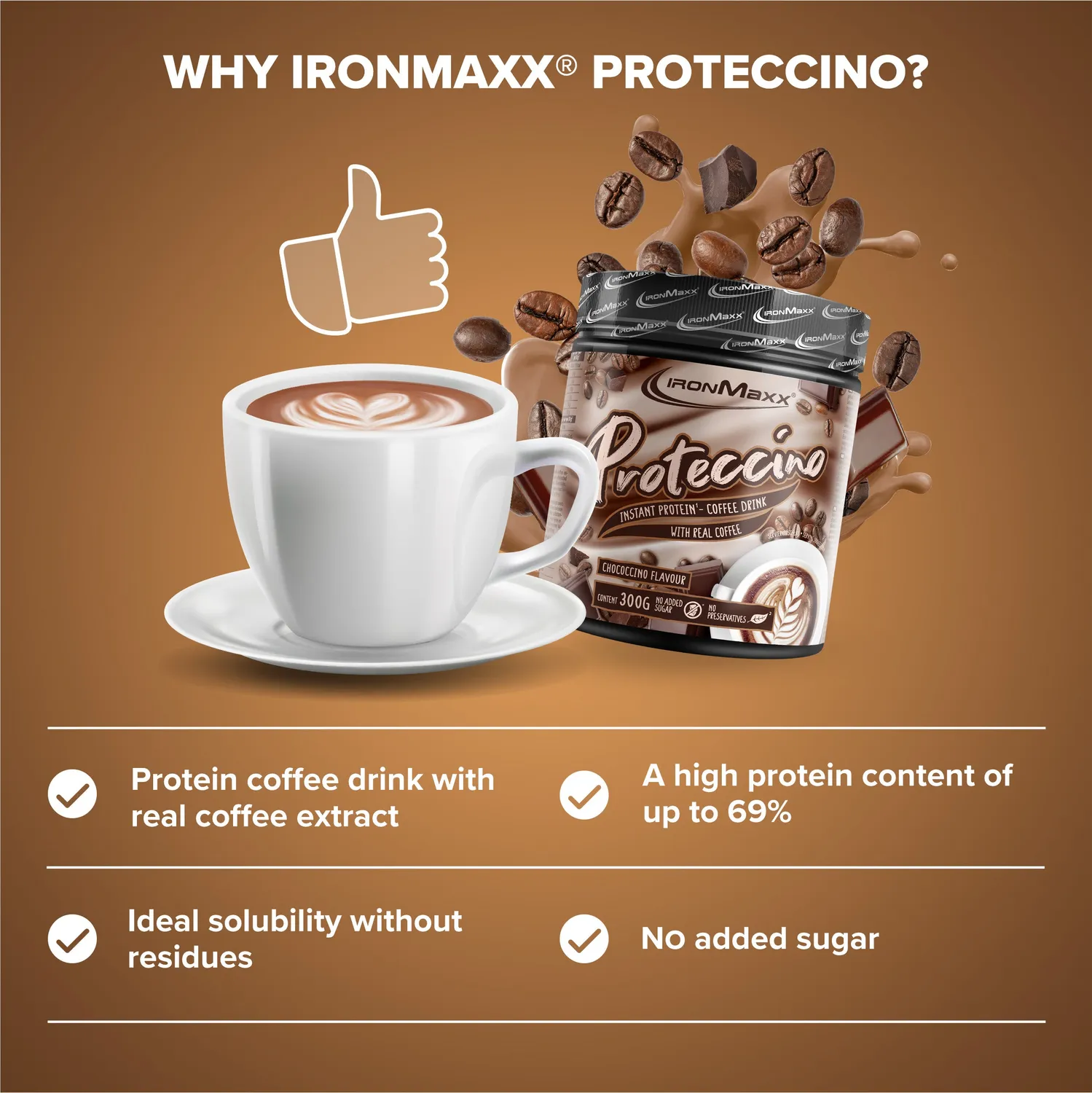 Iron Maxx Proteccino Protein Kaffee 300g Chococcino Koffein