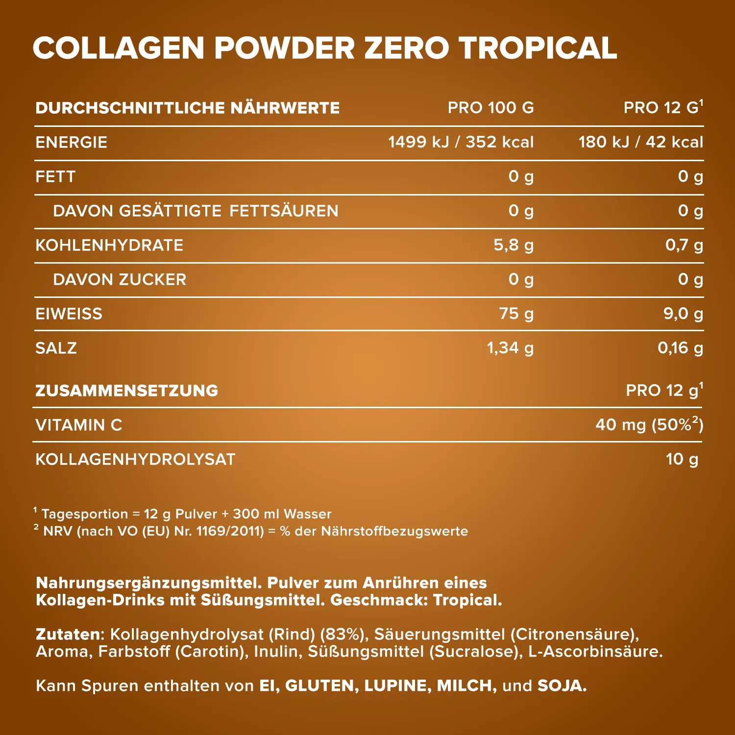 Iron Maxx Collagen Powder Zero Kollagenpulver 250 g Tropical zuckerfrei