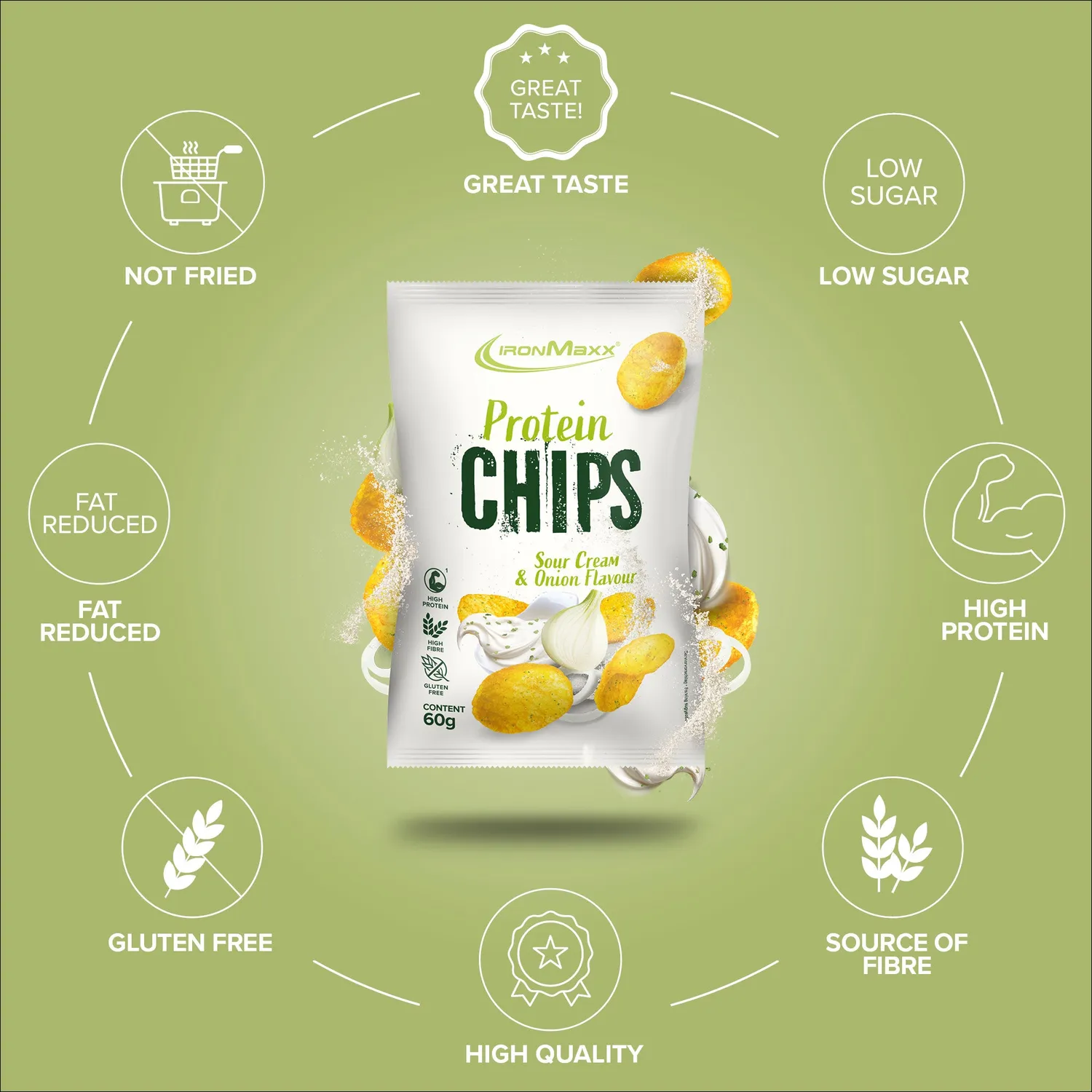 Iron Maxx Protein Chips 3.0 60g Sour Cream Onion 40% Protein