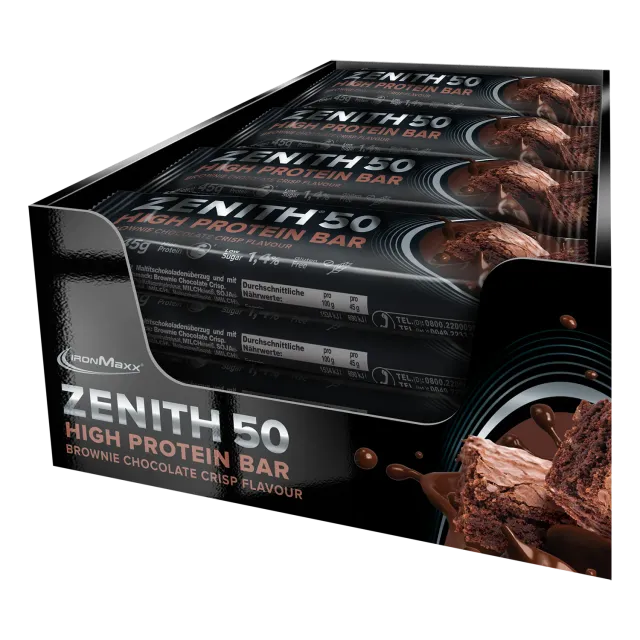 Iron Maxx ZENITH® 50 Protein Riegel Brownie Chocolate Crisp 16x45 g