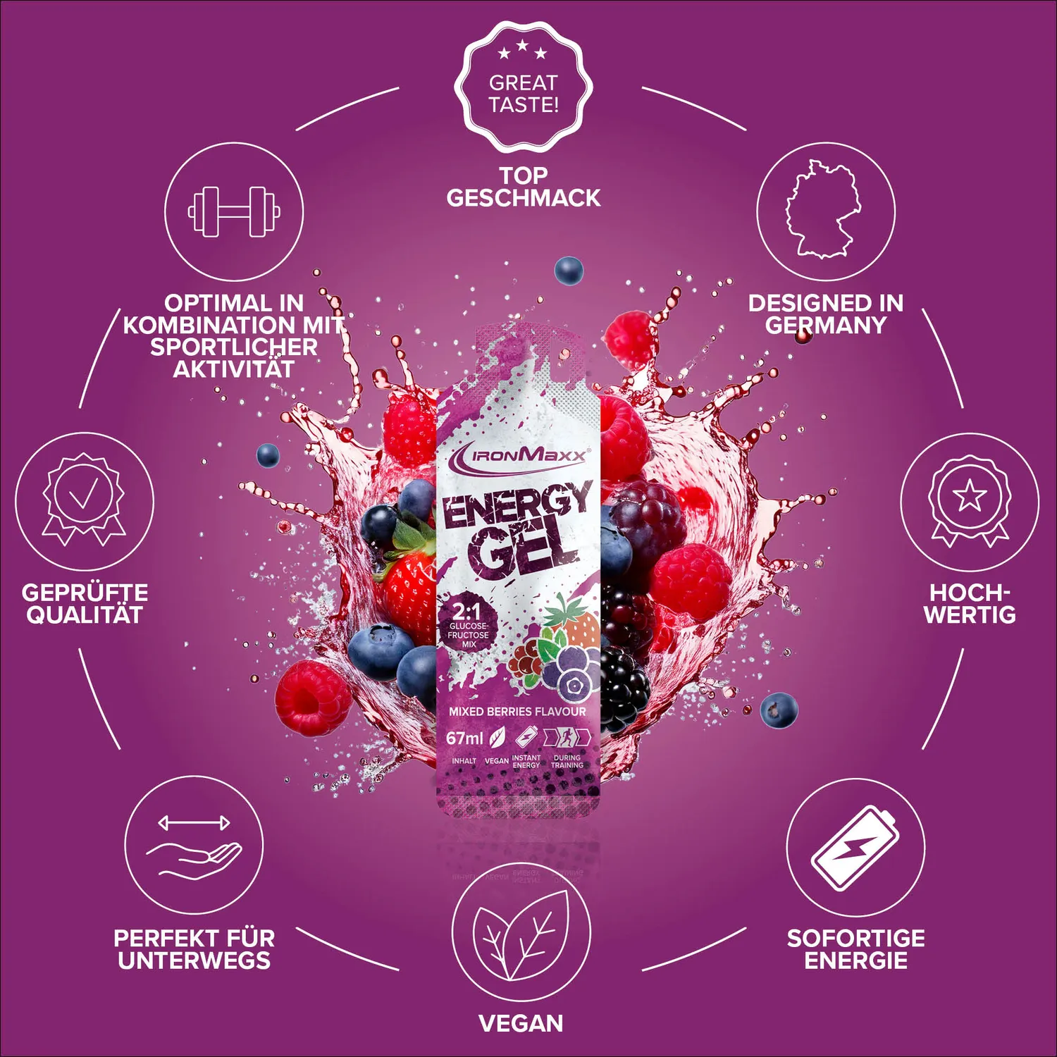 Iron Maxx Hydro Energy Gel 67ml Mixed Berries mit Natrium
