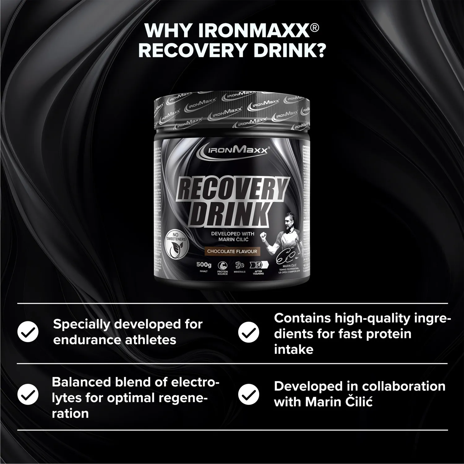 Iron Maxx Recovery Drink Pulver by Marin Cilic 500g Chocolate Whey