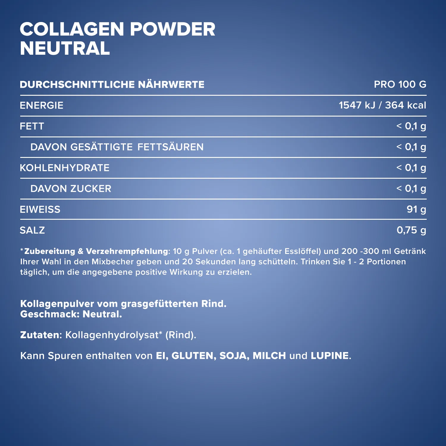Iron Maxx Collagen Powder Kollagen Pulver neutral 500g Weiderind