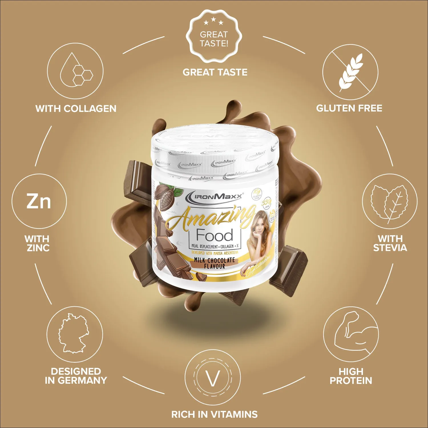 Iron Maxx Amazing Food 330g Milk Chocolate Diätpulver