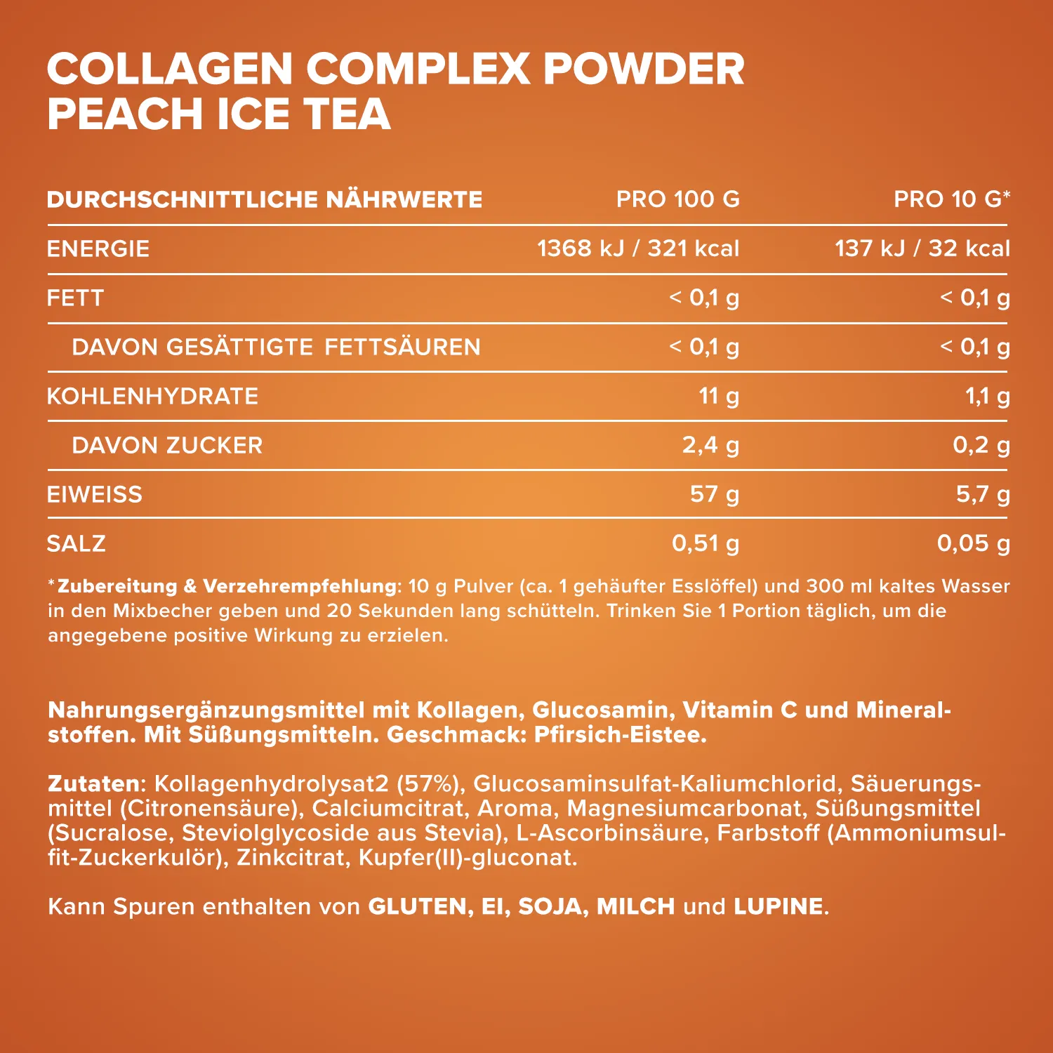 Iron Maxx Collagen Complex Powder Kollagenpulver Peach Ice Tea 300 g mit Vitamin C