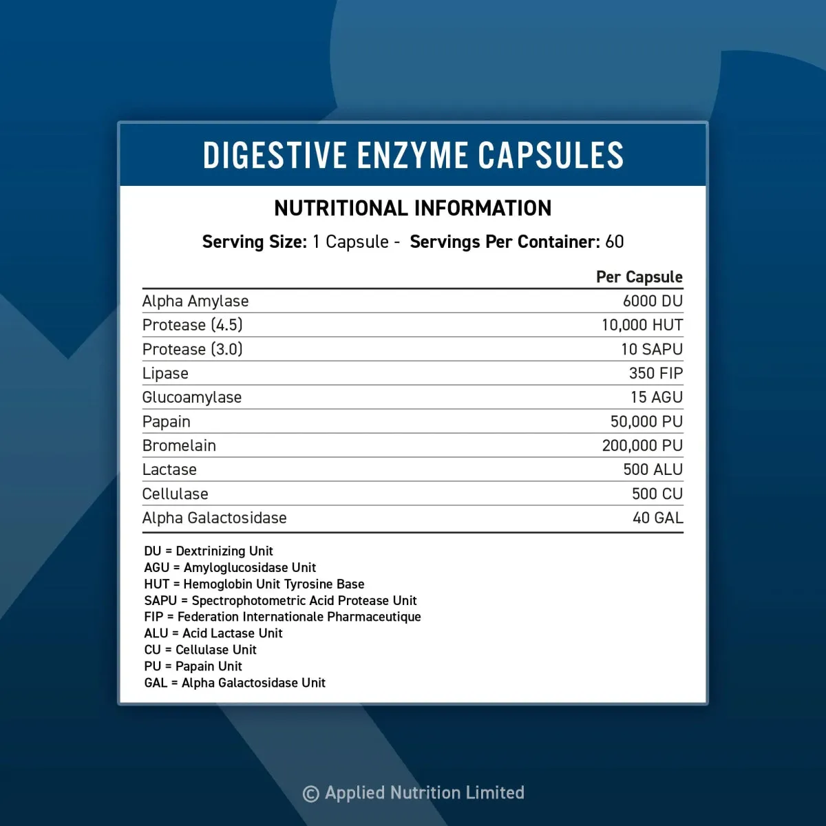 Applied Nutrition Verdauungsenzyme 60 Kapseln Vegan