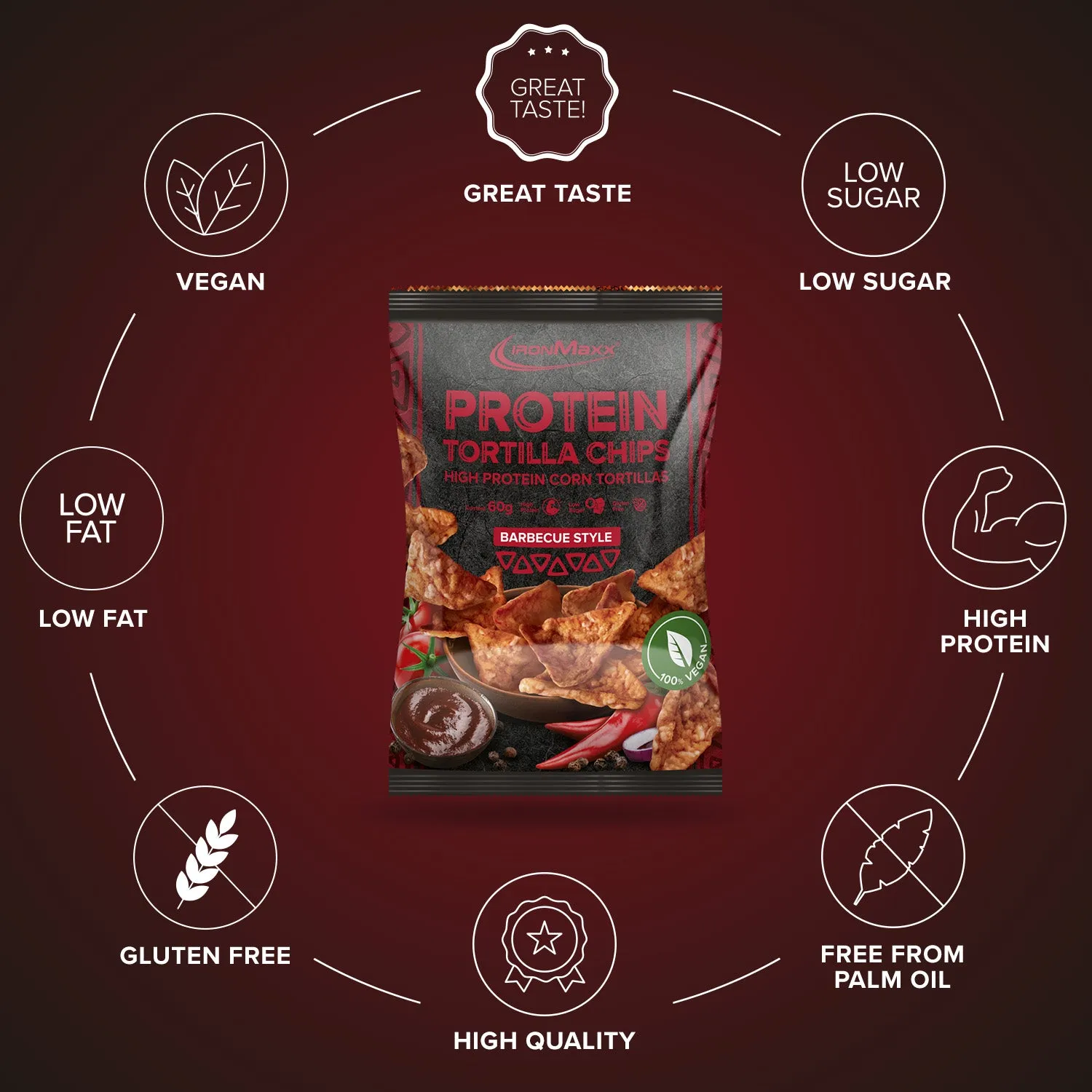 Iron Maxx Protein Tortilla Chips 1.0 (60g) - Barbecue Style vegan