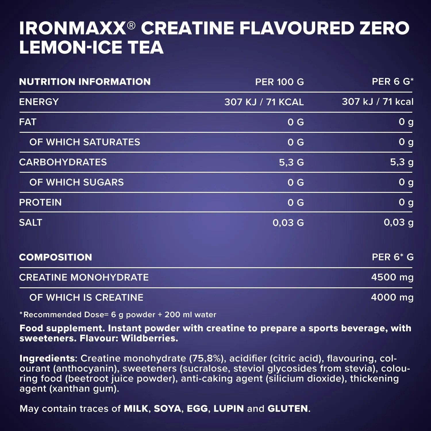 Iron Maxx Creatine Flavoured Zero Kreatin 250g Wildberries Monohydrat