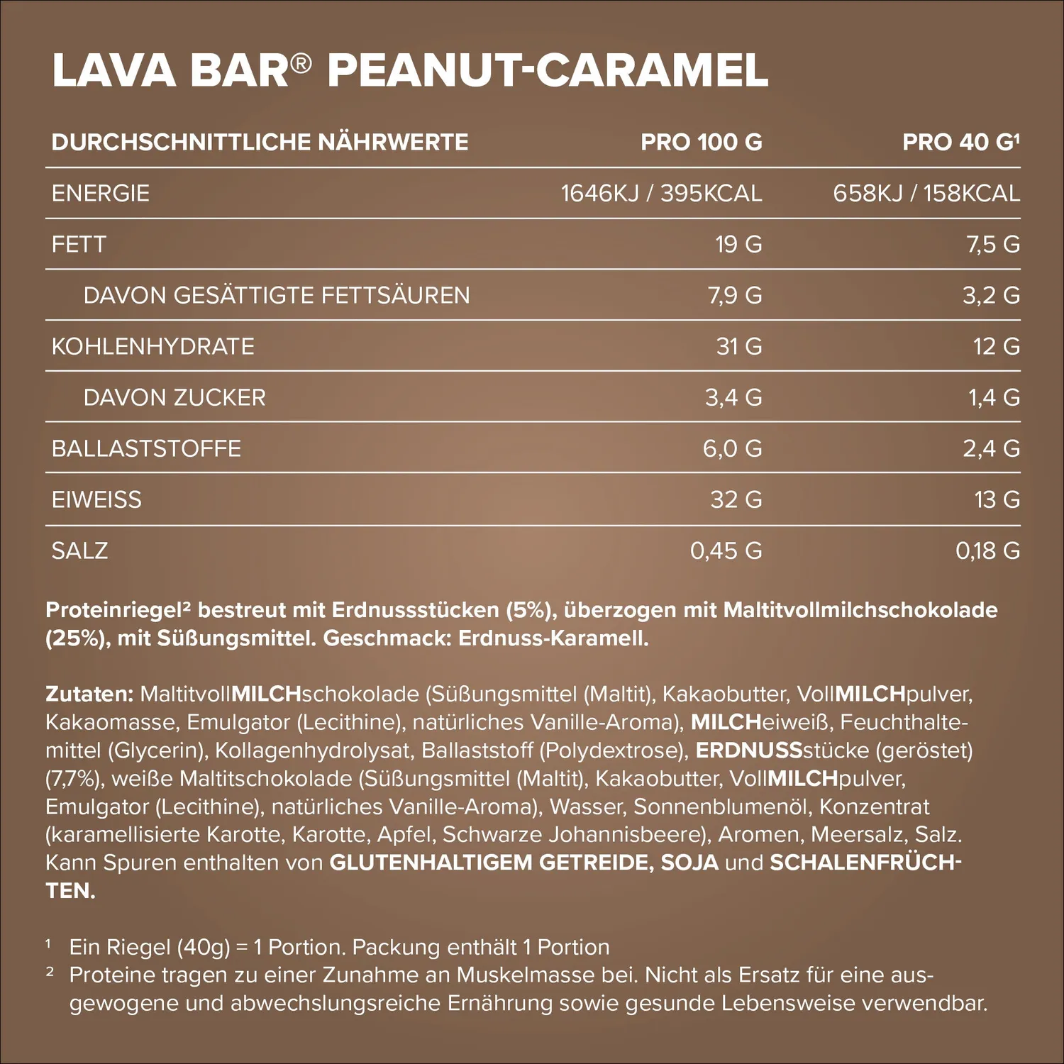 Iron Maxx Lava Bar Proteinriegel 40 g Peanut Caramel Low Sugar