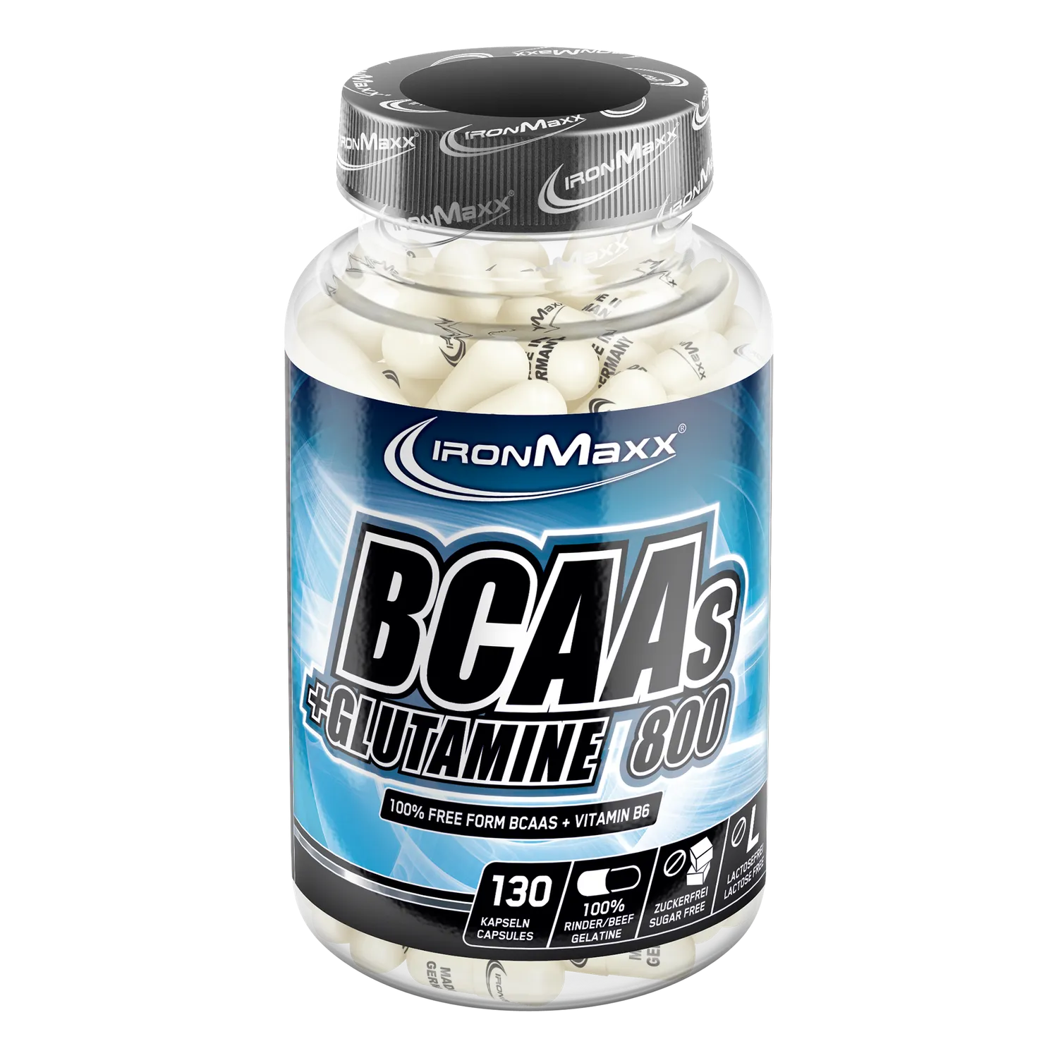 IronMaxx BCAAs + Glutamin 800 Aminosäuren-Kapseln 130 Kapseln