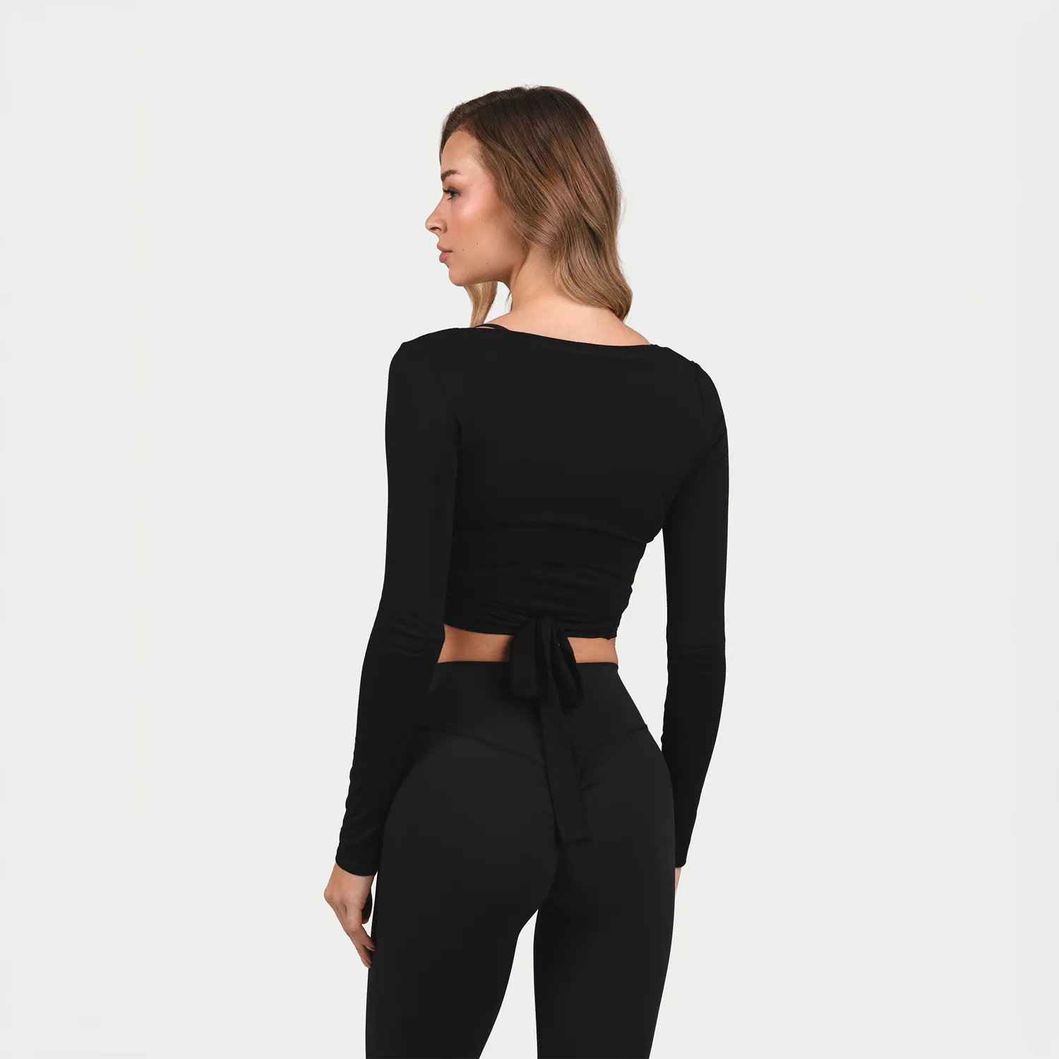 Iron Maxx MRIIÀ Bodycon Long Sleeve Wrap Top Schwarz – tailliert