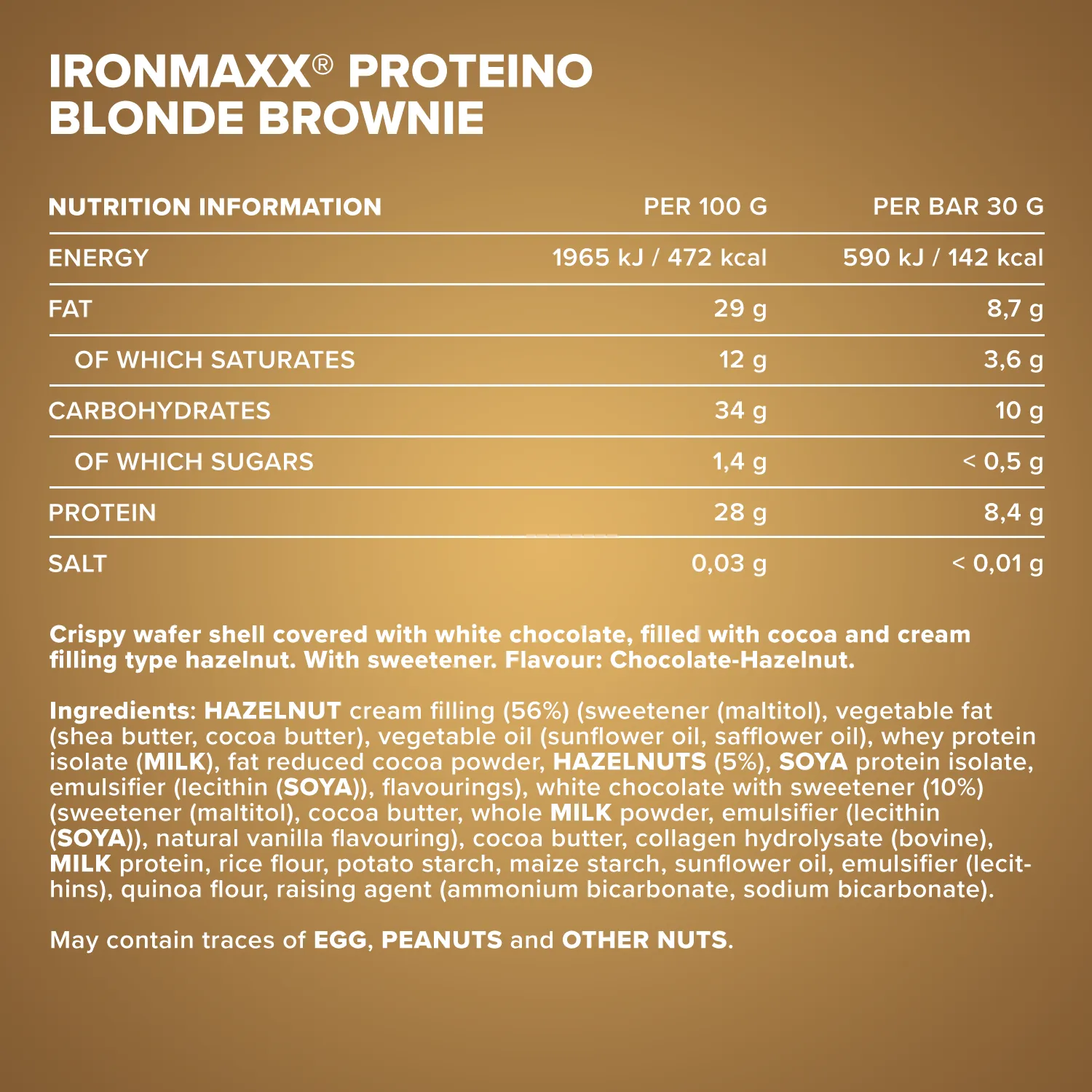 Iron Maxx Proteino Proteinriegel 12x30g Blondie Brownie zuckerreduziert