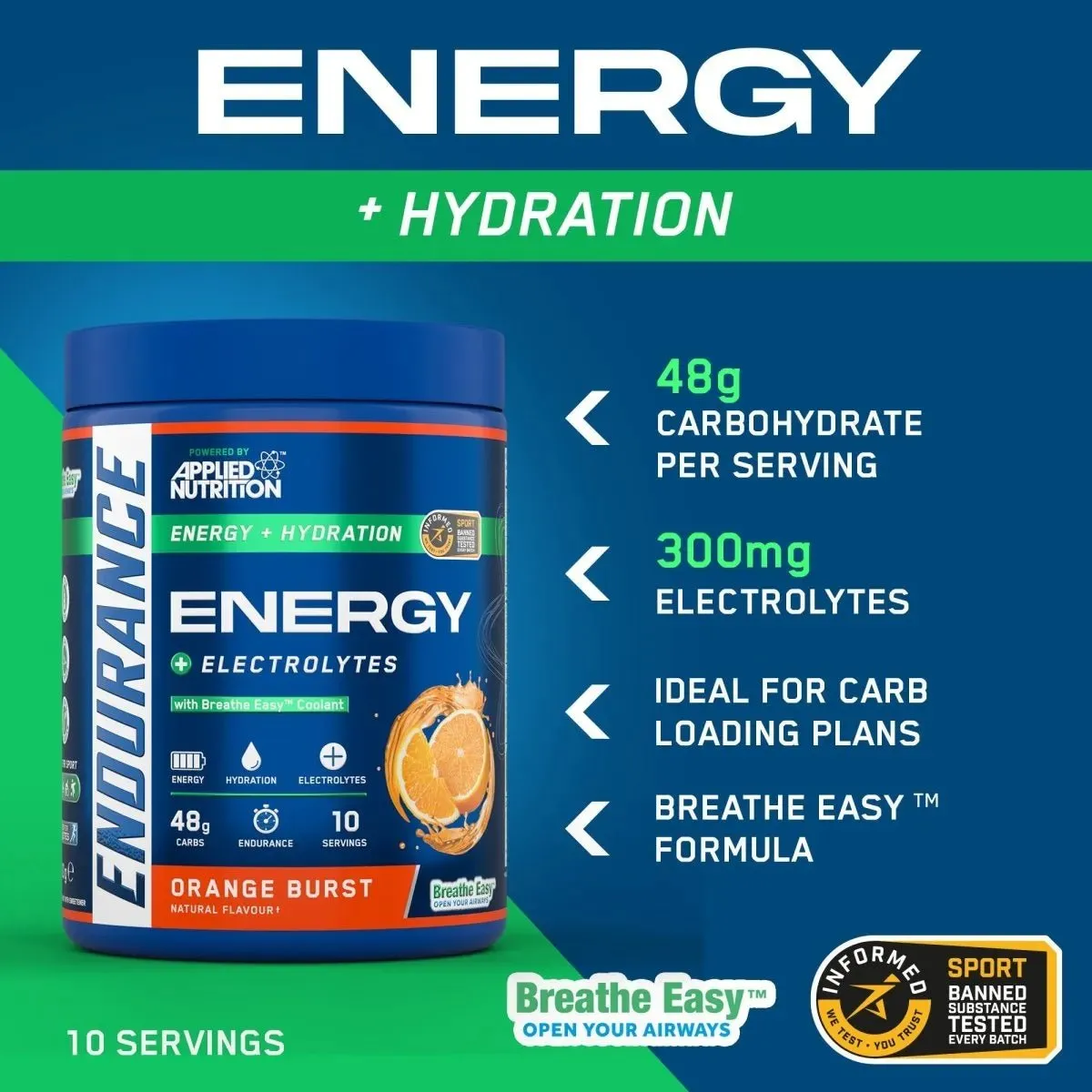 Applied Nutrition Endurance Breathe Energiepulver 1,5 kg Kohlenhydrate