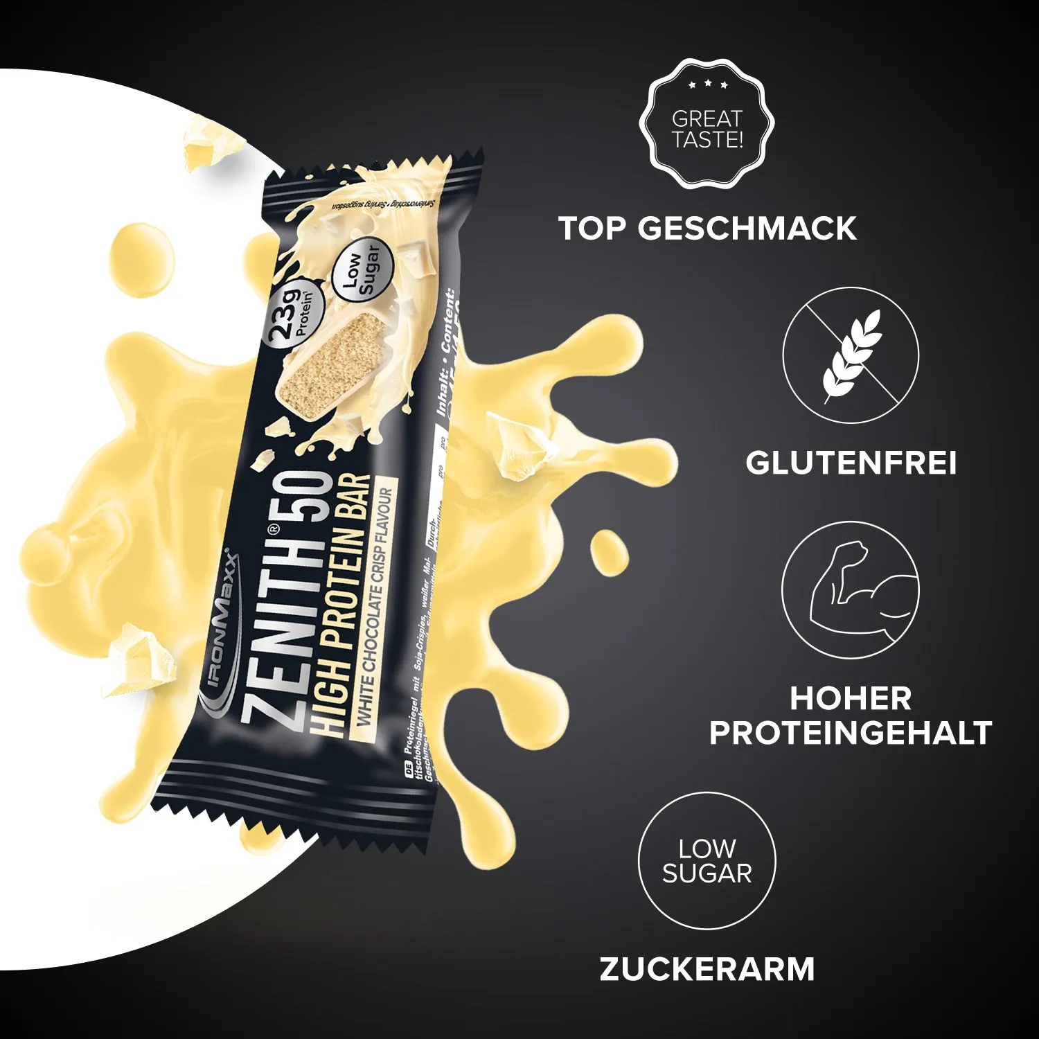 Iron Maxx ZENITH 50 Protein Riegel 45 g White Chocolate Crisp proteinreich