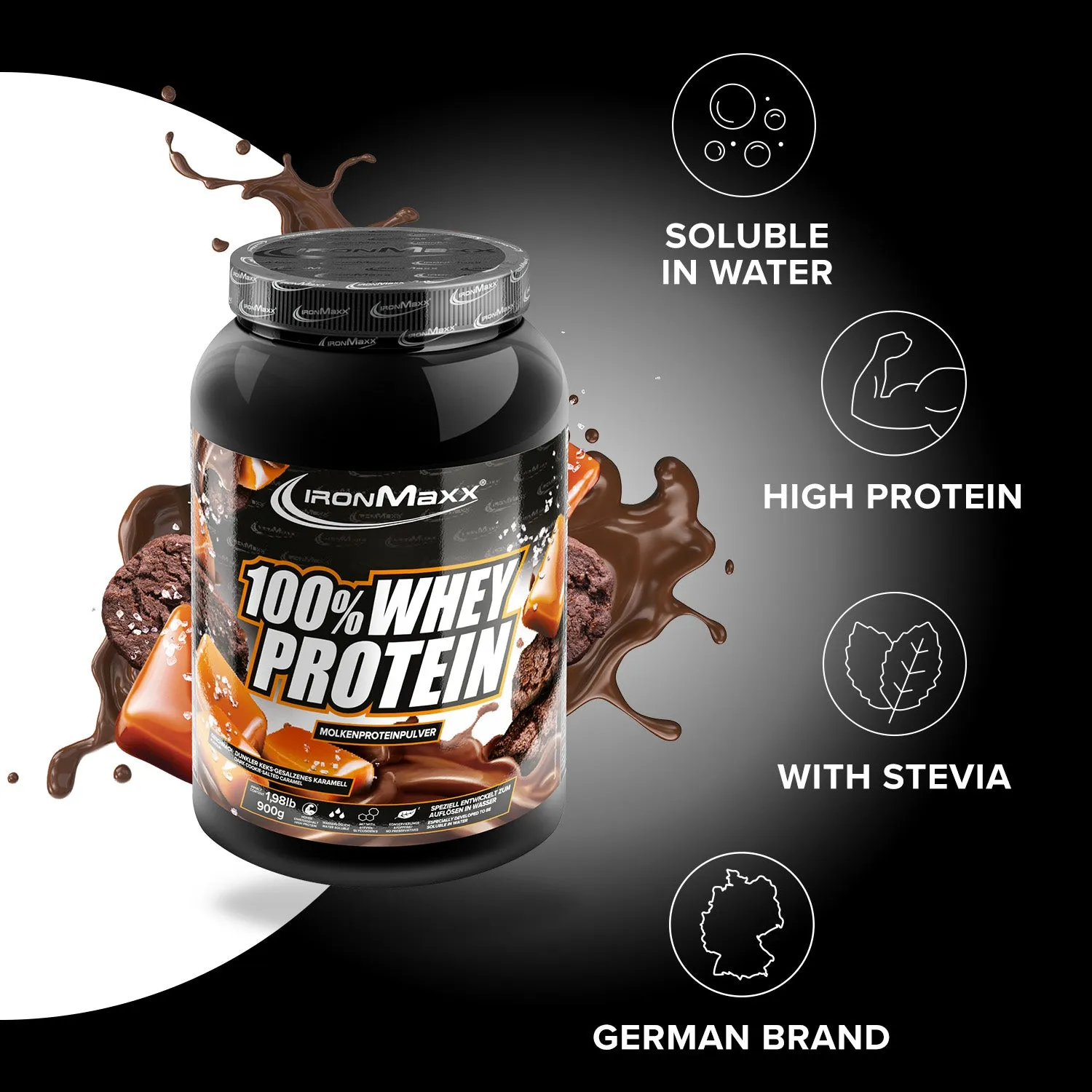 Iron Maxx 100% Whey Protein Dark Cookies Salted Caramel 900 g