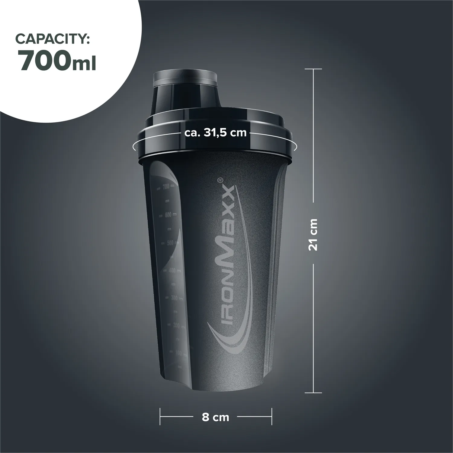 Iron Maxx Shaker 700 ml Protein Shaker Deep Black