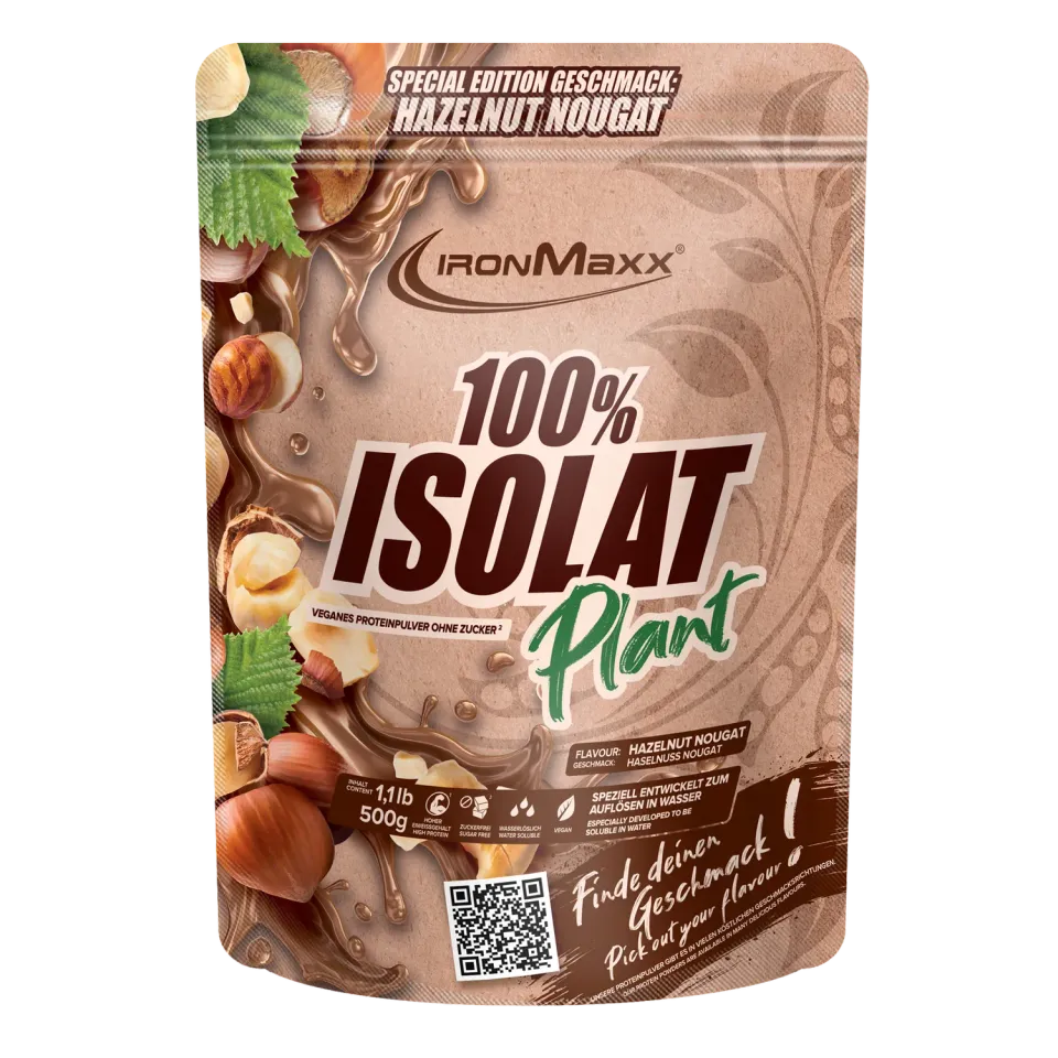 Iron Maxx 100% Isolat Plant Pulver 500g Hazelnut Nougat vegan