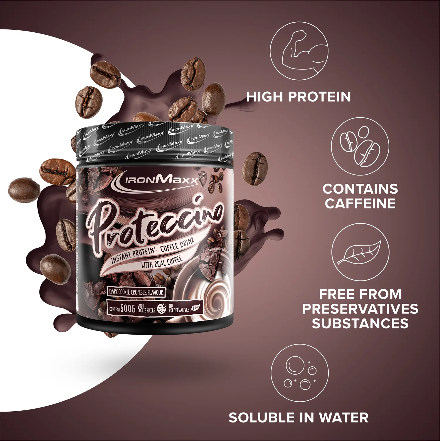 Iron Maxx Proteccino Protein Kaffee 500g Cookie Koffein