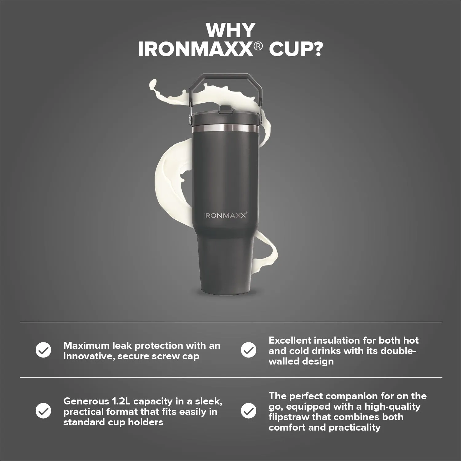 Iron Maxx Cup V5.0 Becher 1200ml Graphite isoliert