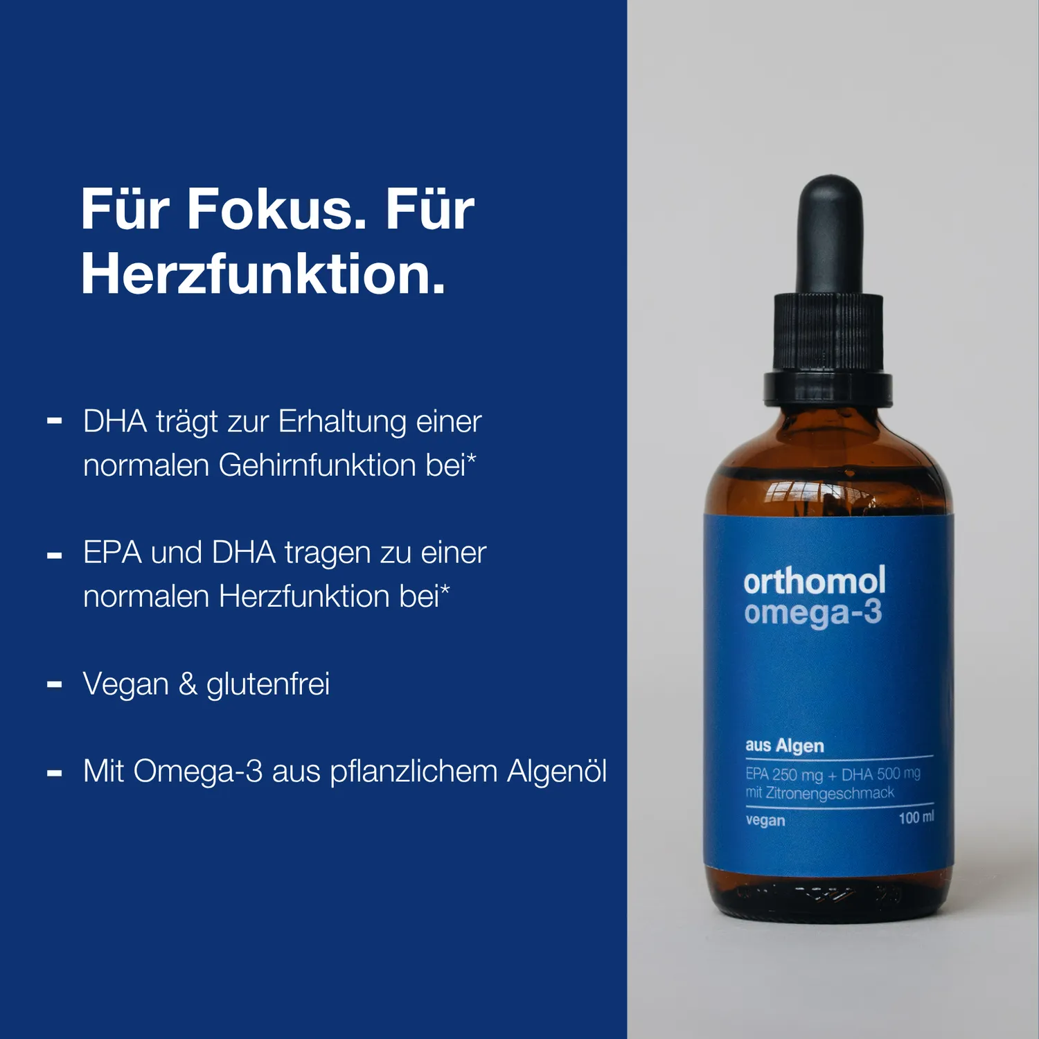 Orthomol Sport Omega-3 Flüssig 1 x 100 ml – Algenöl vegan