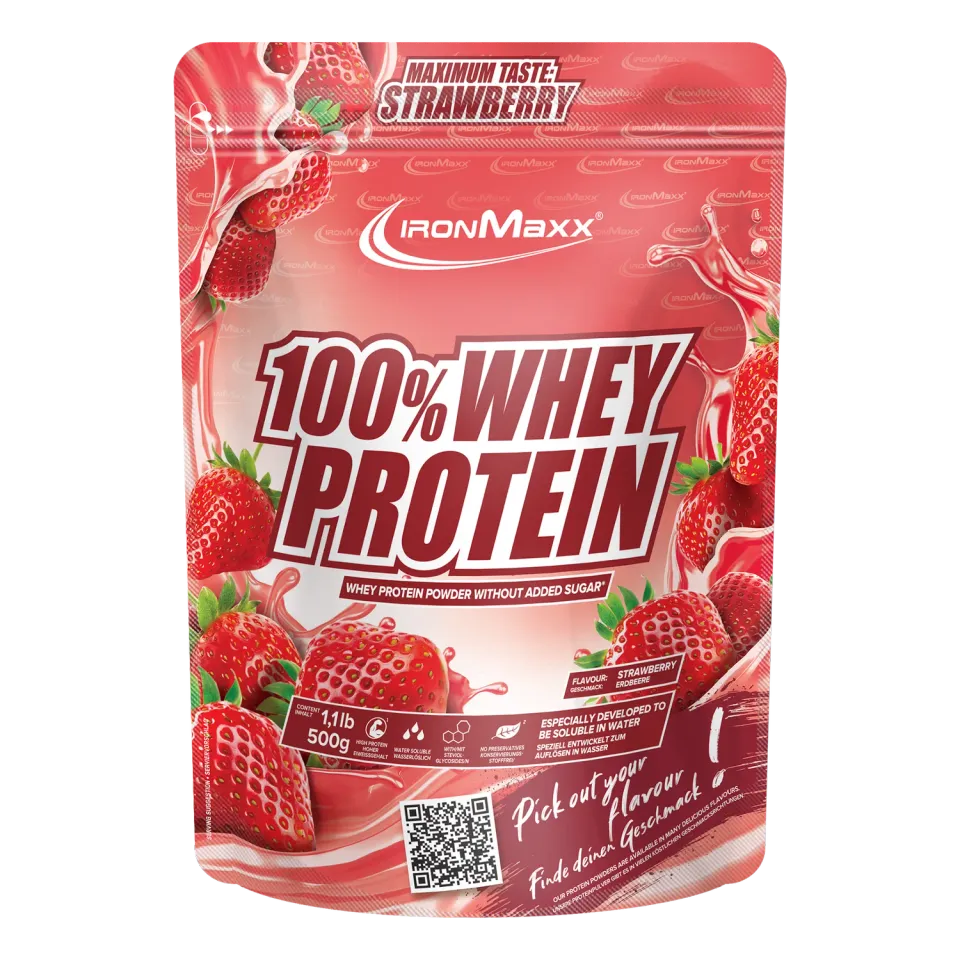 Iron Maxx 100% Whey Protein 500g - Erdbeere Whey-Proteinpulver zuckerfrei